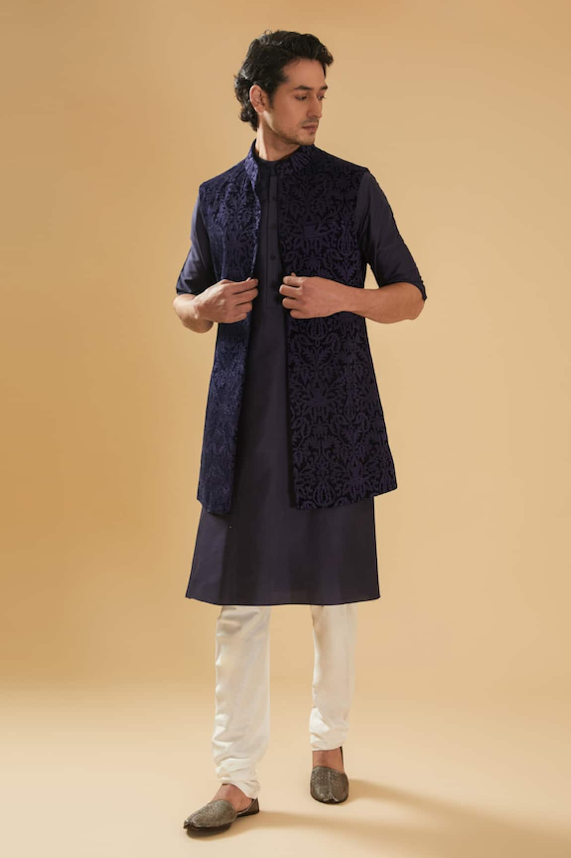 Raghavendra Rathore Blue Mandala Jaal Embroidered Jacket