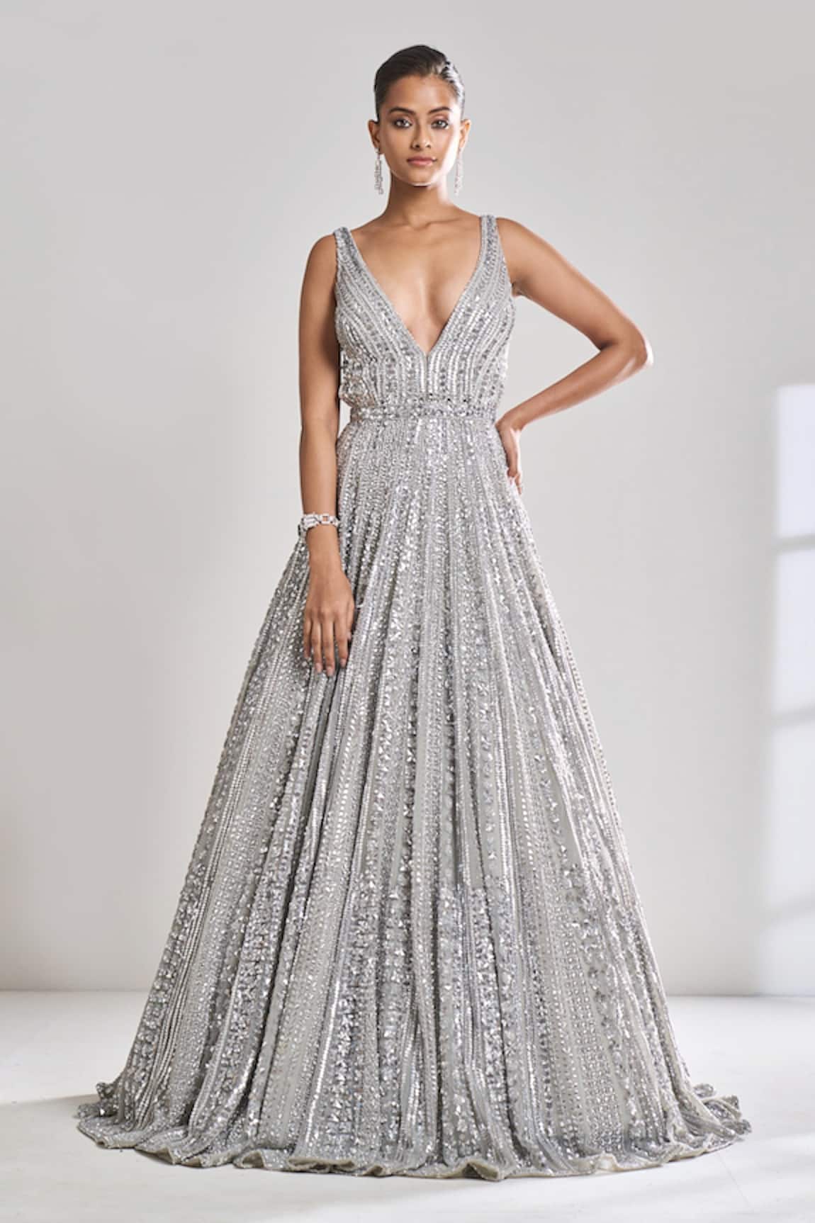 Seema Gujral Sequin Embroidered Net Gown
