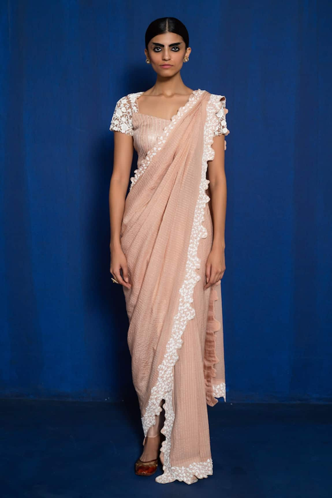 Romaa Embroidered Pre-draped Dhoti Saree With Blouse