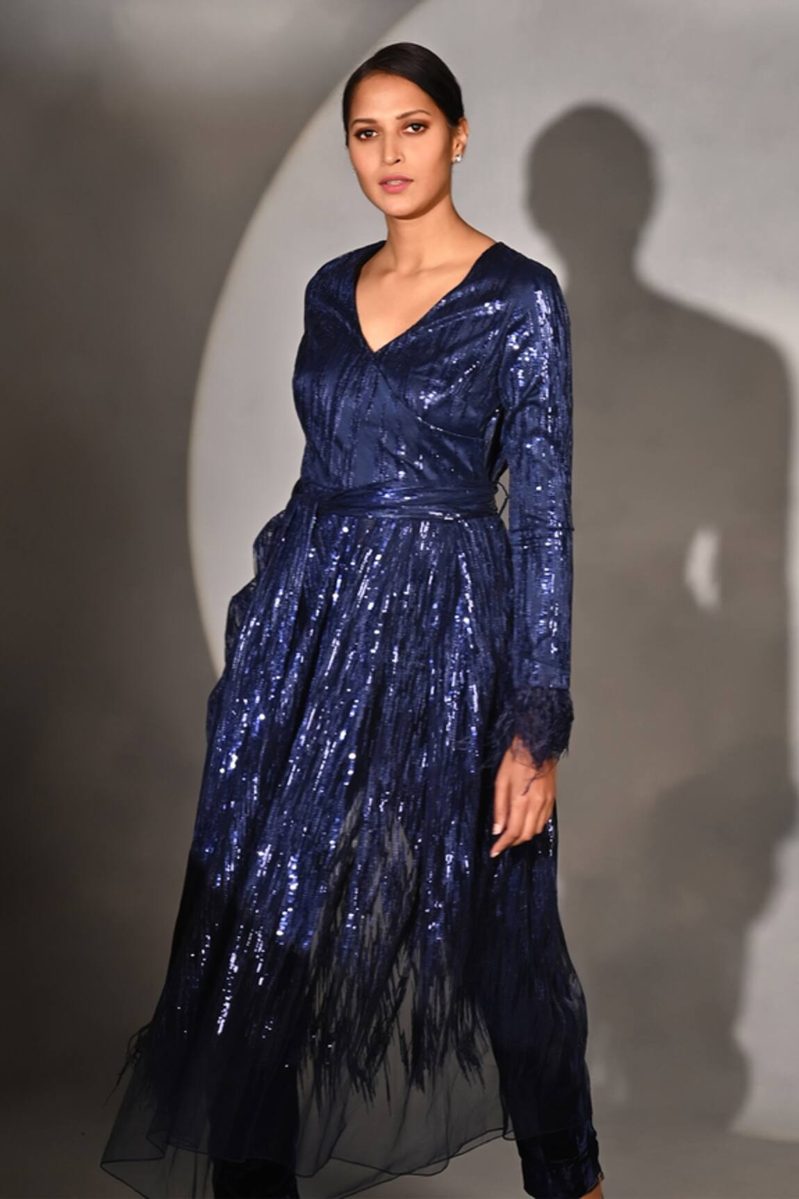 Jyoti Sachdev Iyer Embroidered Draped Top & Trousers Set 