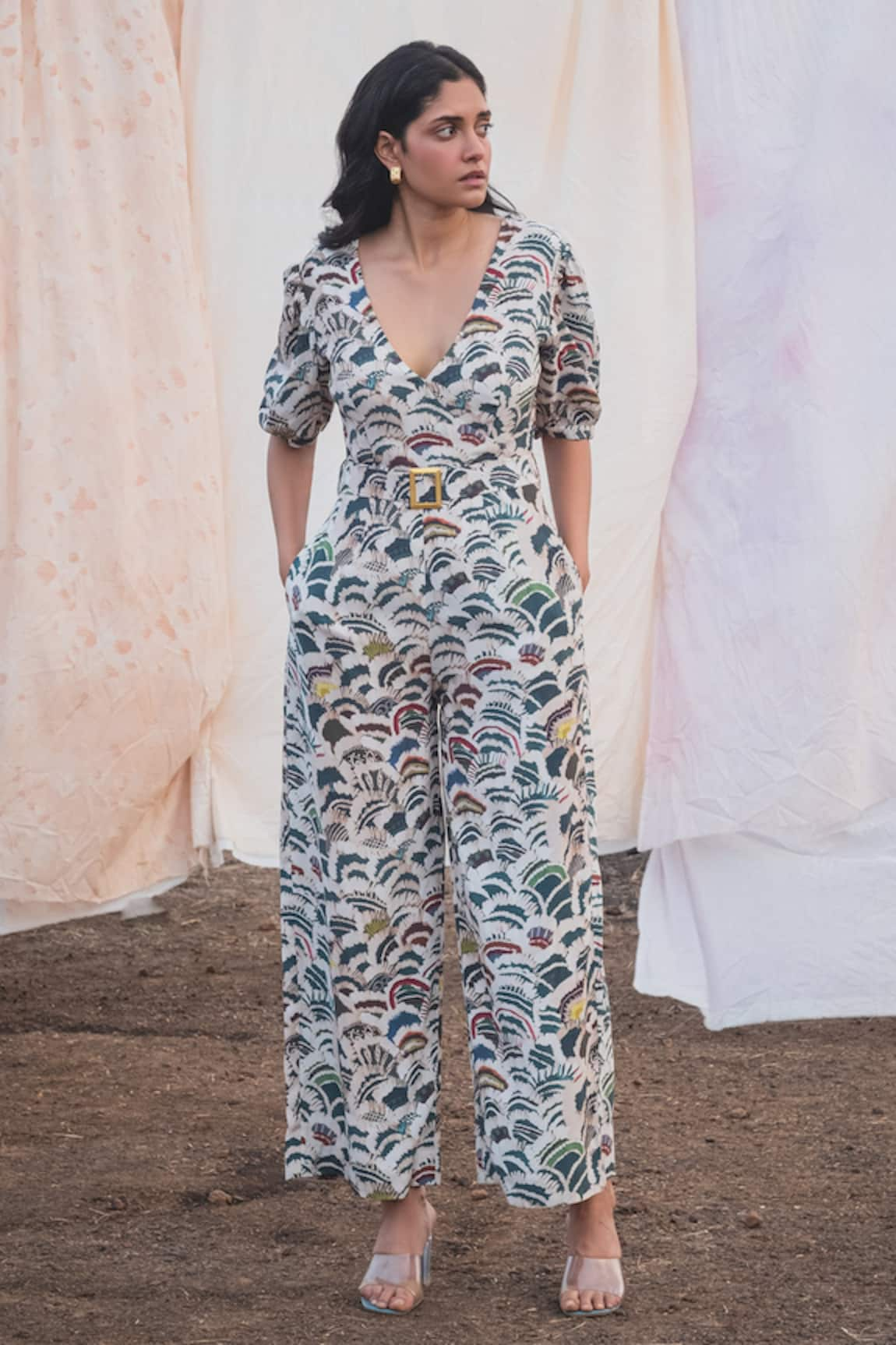 Kauza Eda Abstract Print Jumpsuit With Belt