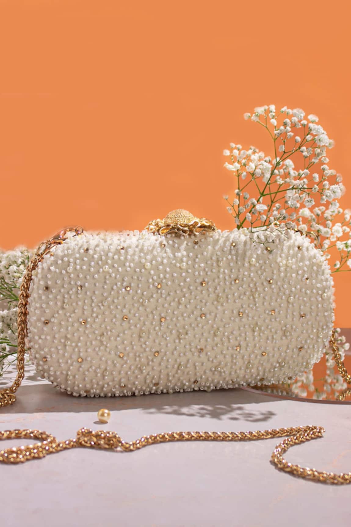 Amyra Perla Embroidered Capsule Clutch 