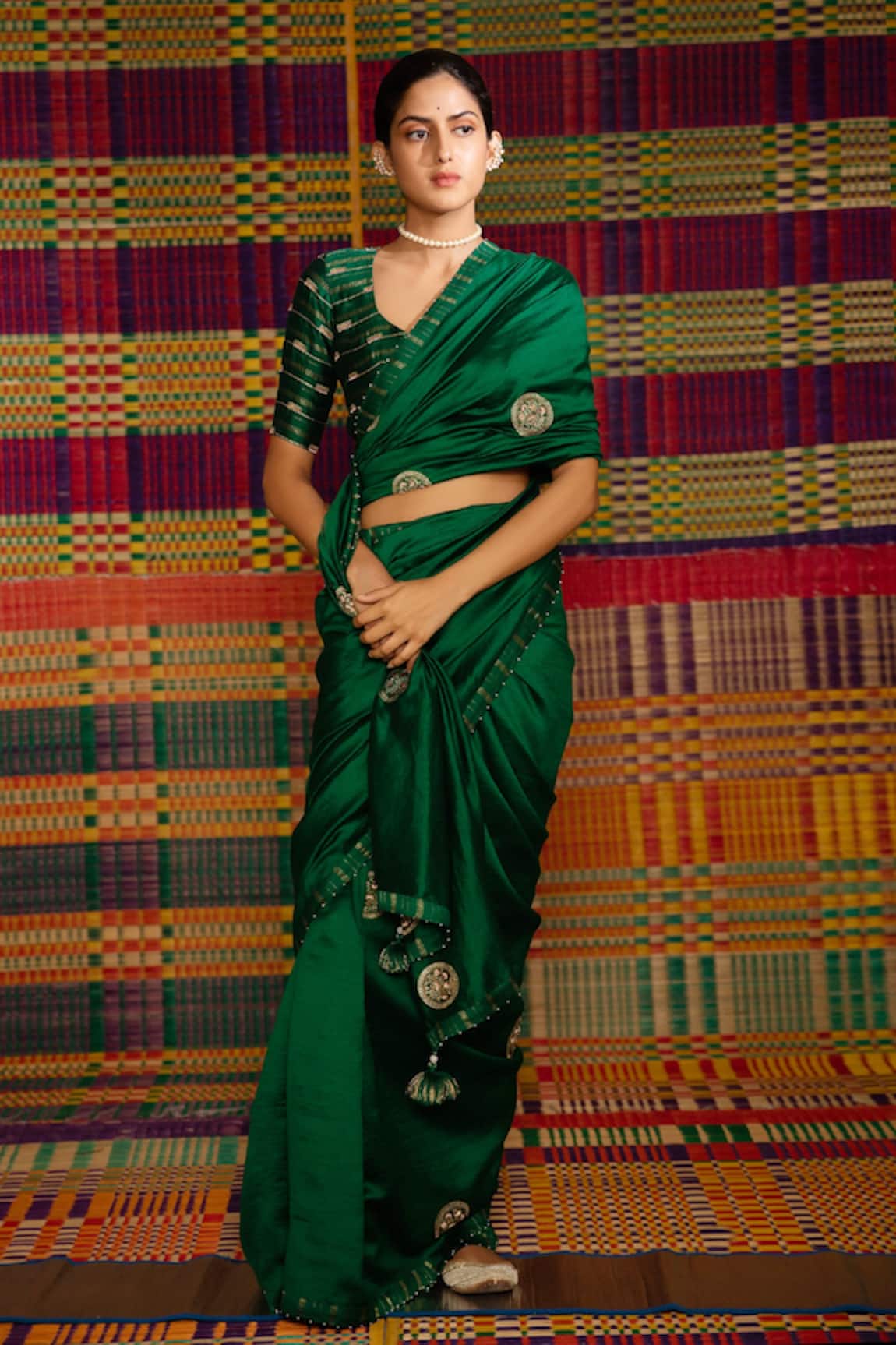 Deep Thee Haritah Mandala Hand Embroidered Saree With Blouse