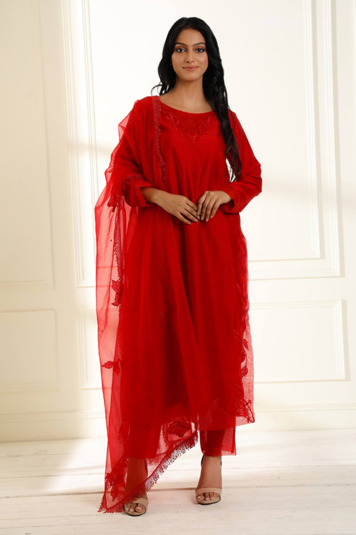 Omana By Ranjana Bothra Farah Chanderi Kurta Pant Set