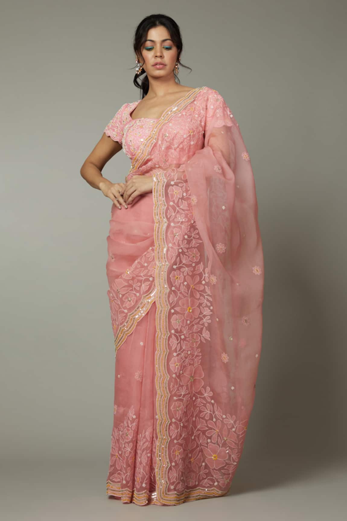 I am Design Candy Floss Floral Embroidered Saree