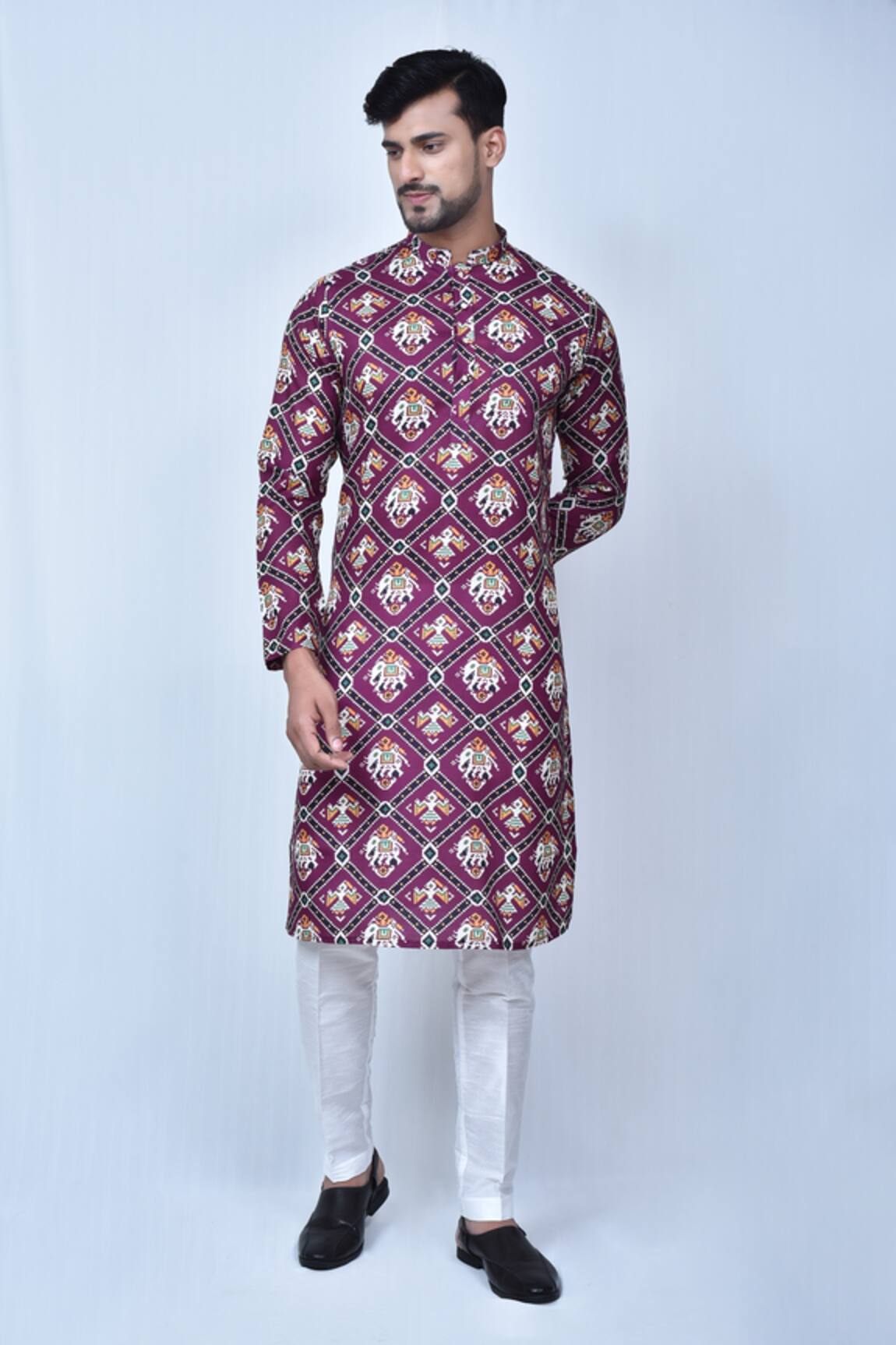 Khwaab by Sanjana Lakhani Elephant Patola Print Cotton Silk Kurta Set