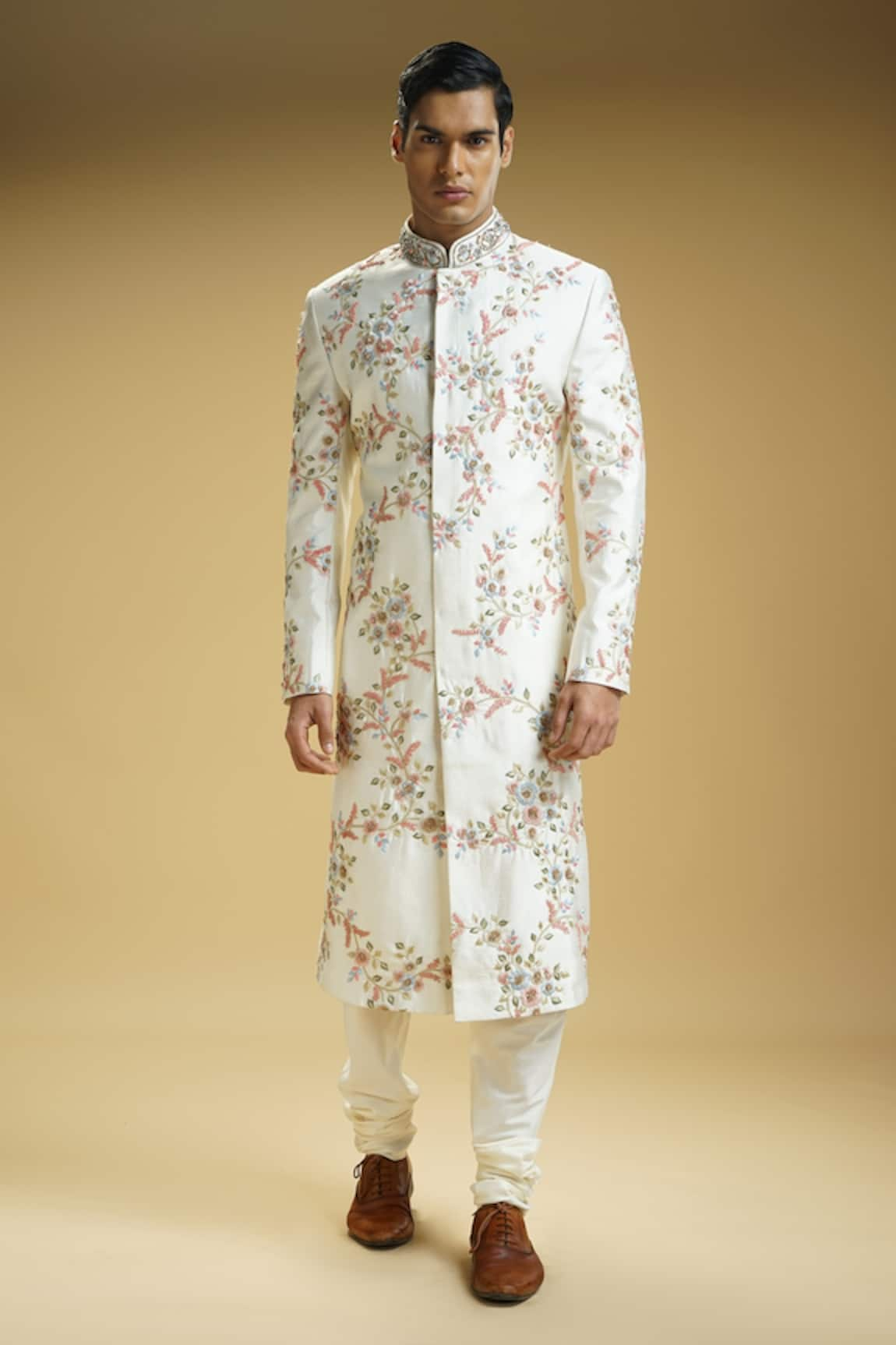 Kommal Sood All Over Flower Embroidered Sherwani Set