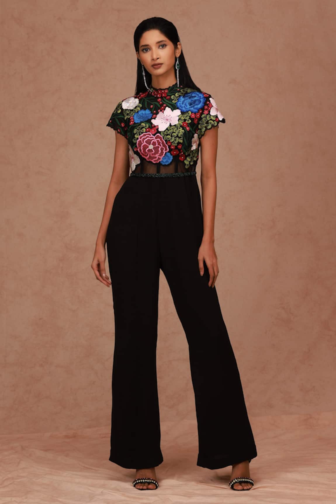 SHRIYA SOM Floral Embroidered Bodice Jumpsuit 