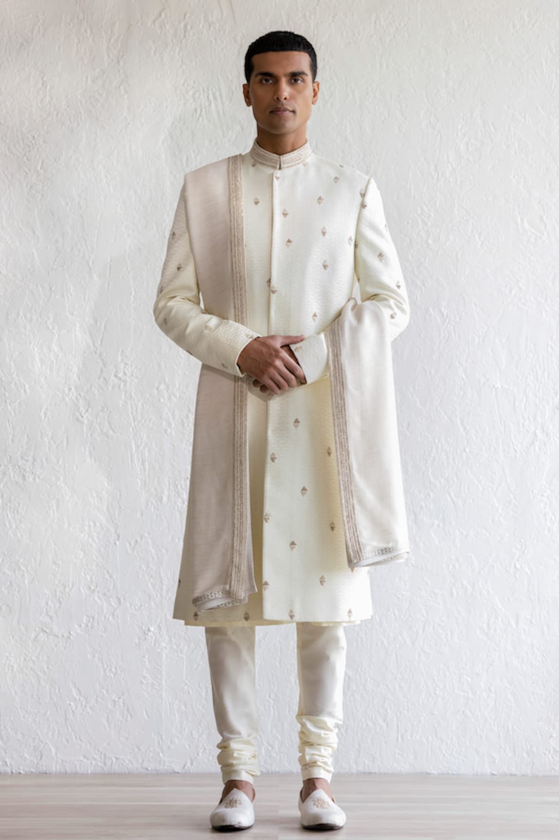 Qbik Tadeen Scattered Embroidered Sherwani Set