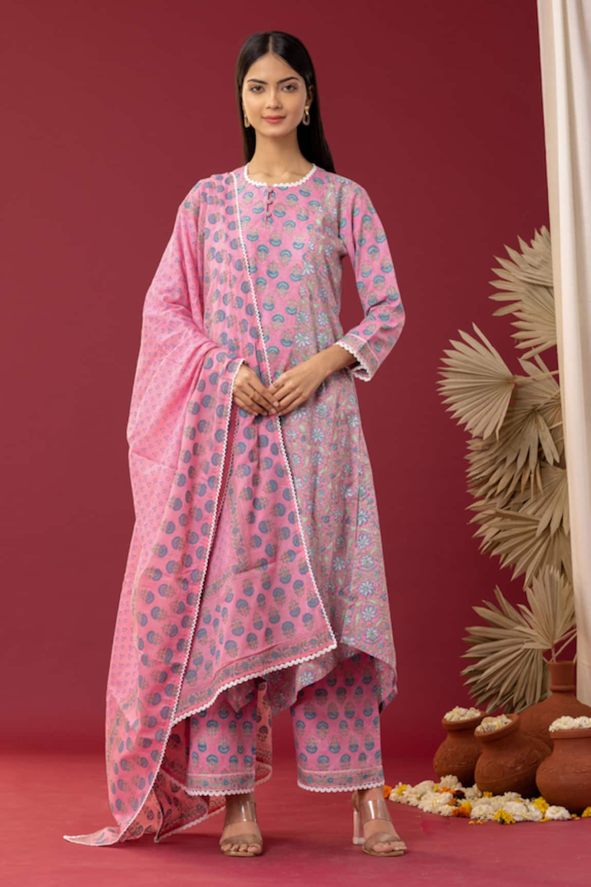 Abbaran Spring Print Kurta Palazzo Set