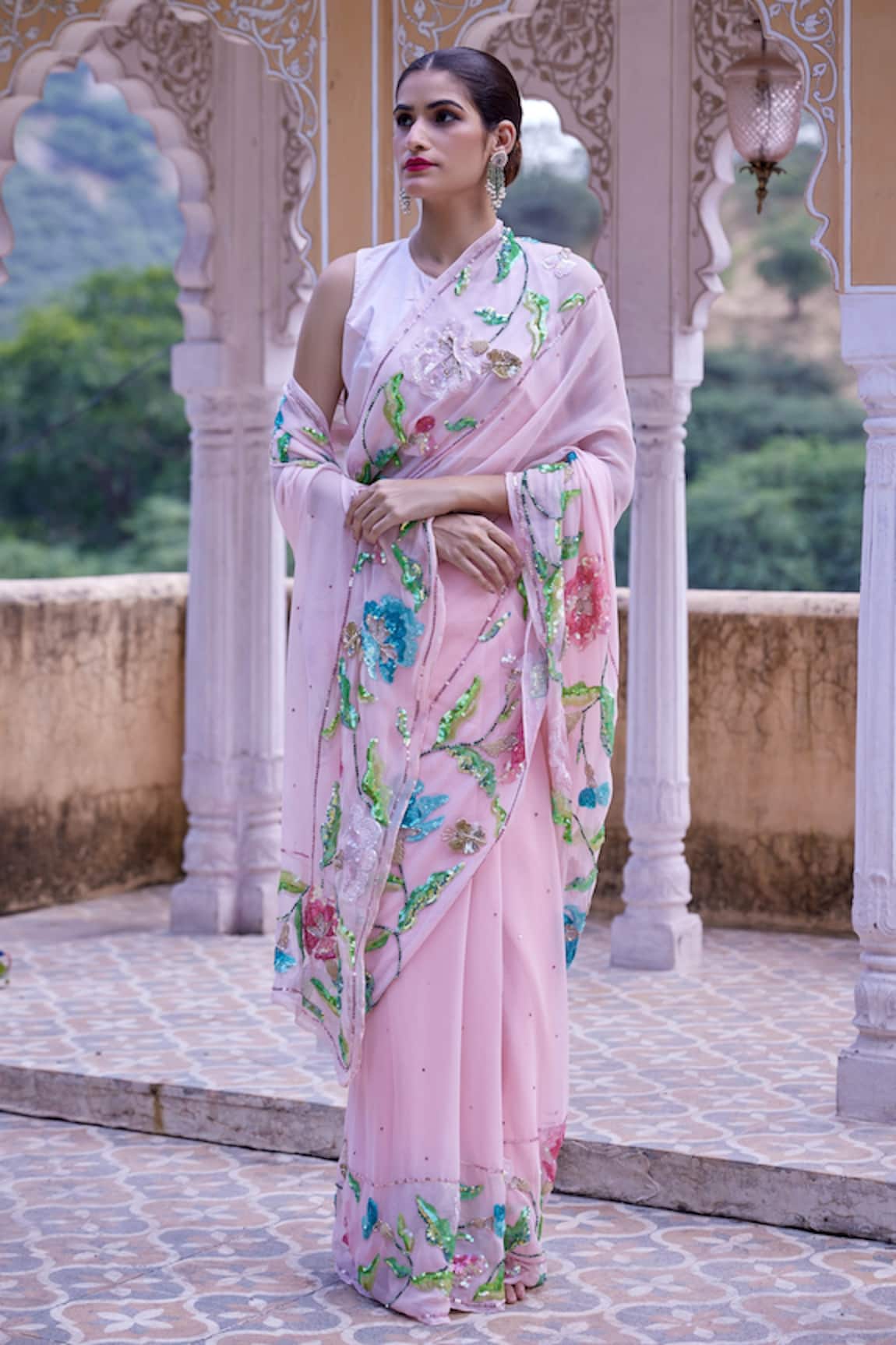 Atelier Shikaarbagh 3D Butterfly Embroidered Saree