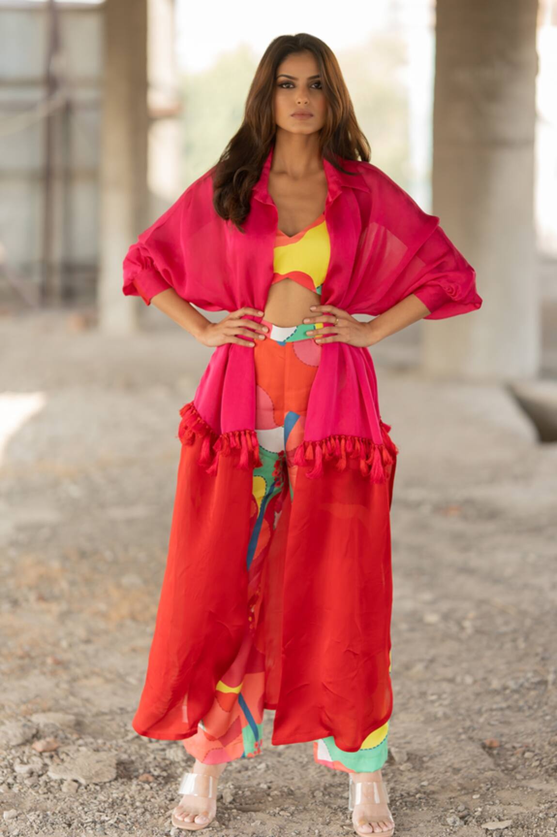 Pooja-Keyur Two Tone Overlay Jacket