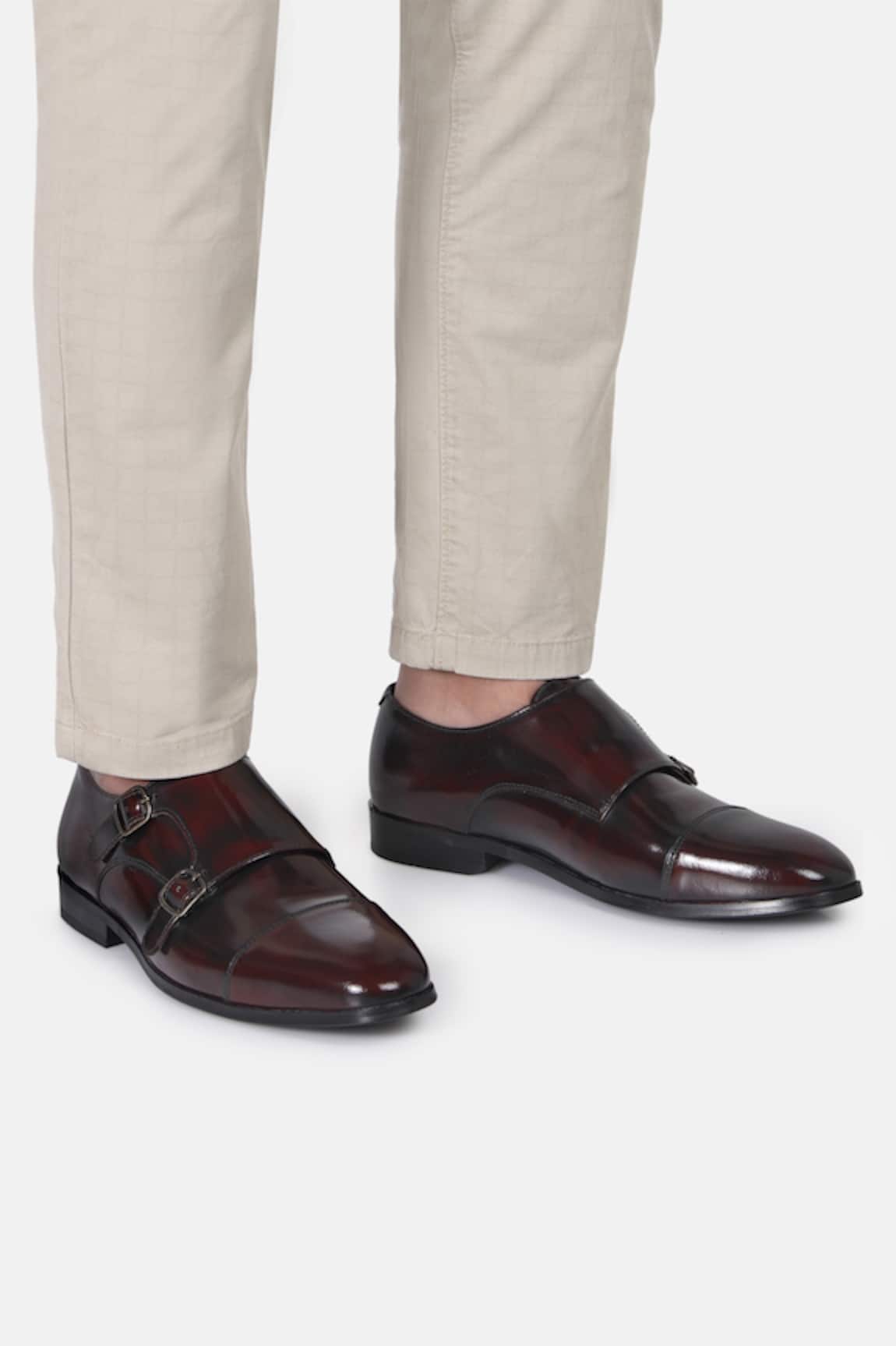 Hats Off Accessories Leather Double Monk Strap Shoes