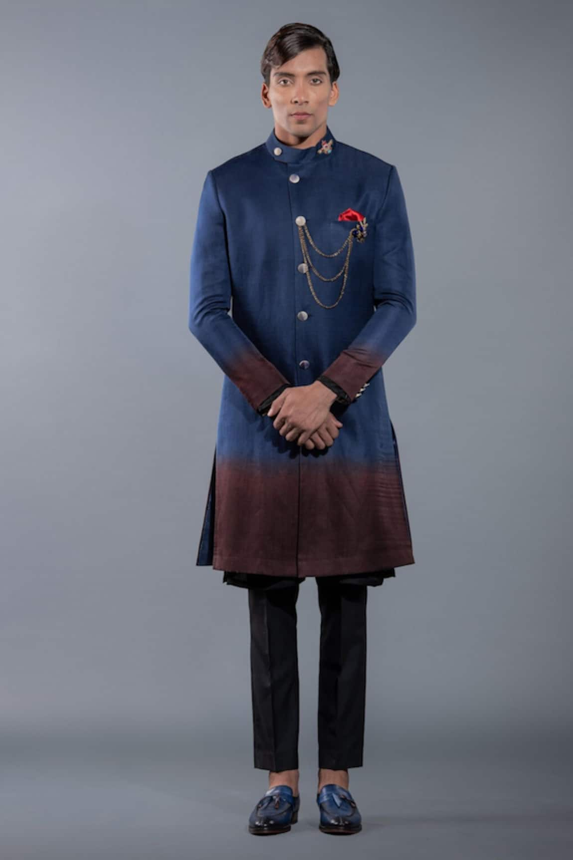 More Mischief Ombre Silk Linen Sherwani Set