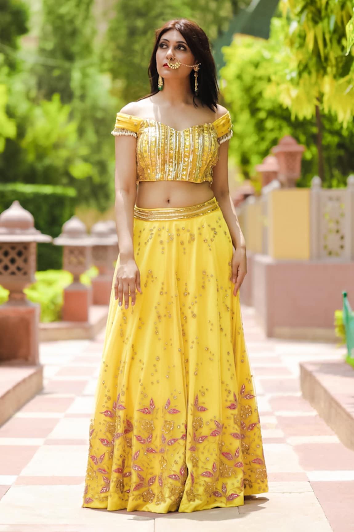 Kanj by Priyanka A Sakhuja Ruby Embroidered Lehenga And Blouse Set