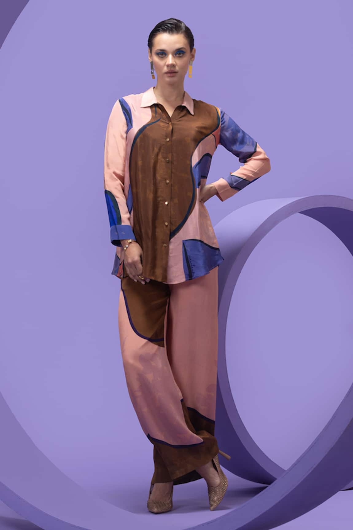 Nautanky Artistic Print Oversized Shirt & Pant Set