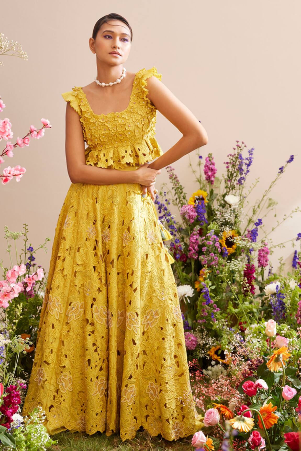 Chandrima Floral Applique Sleeveless Bustier