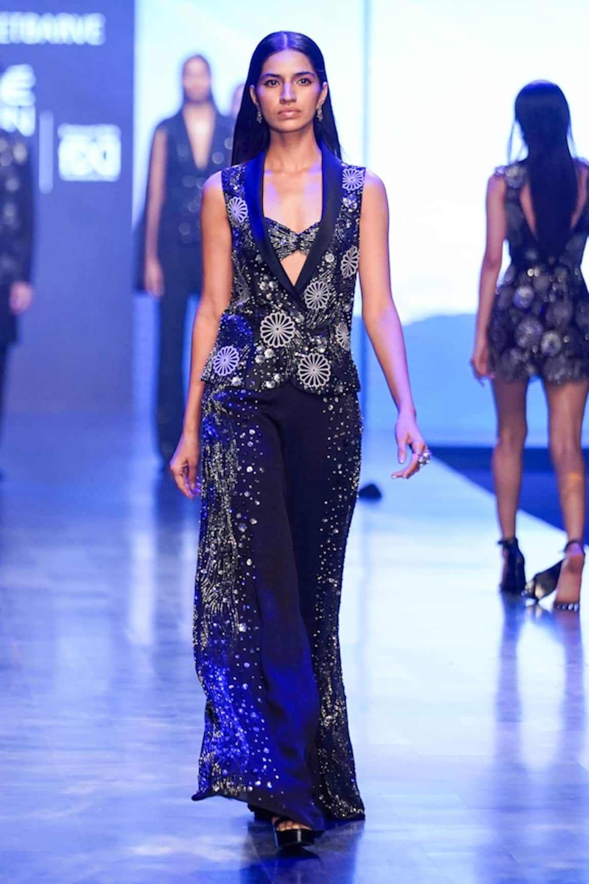 Nachiket Barve Galaxy Embroidered Gilet & Flared Pant Set