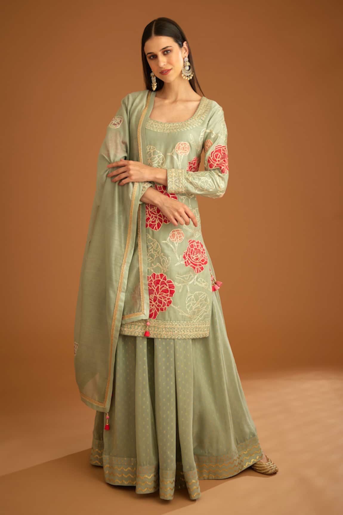 Shyam Narayan Prasad Gota & Thread Work Kurta Sharara Set