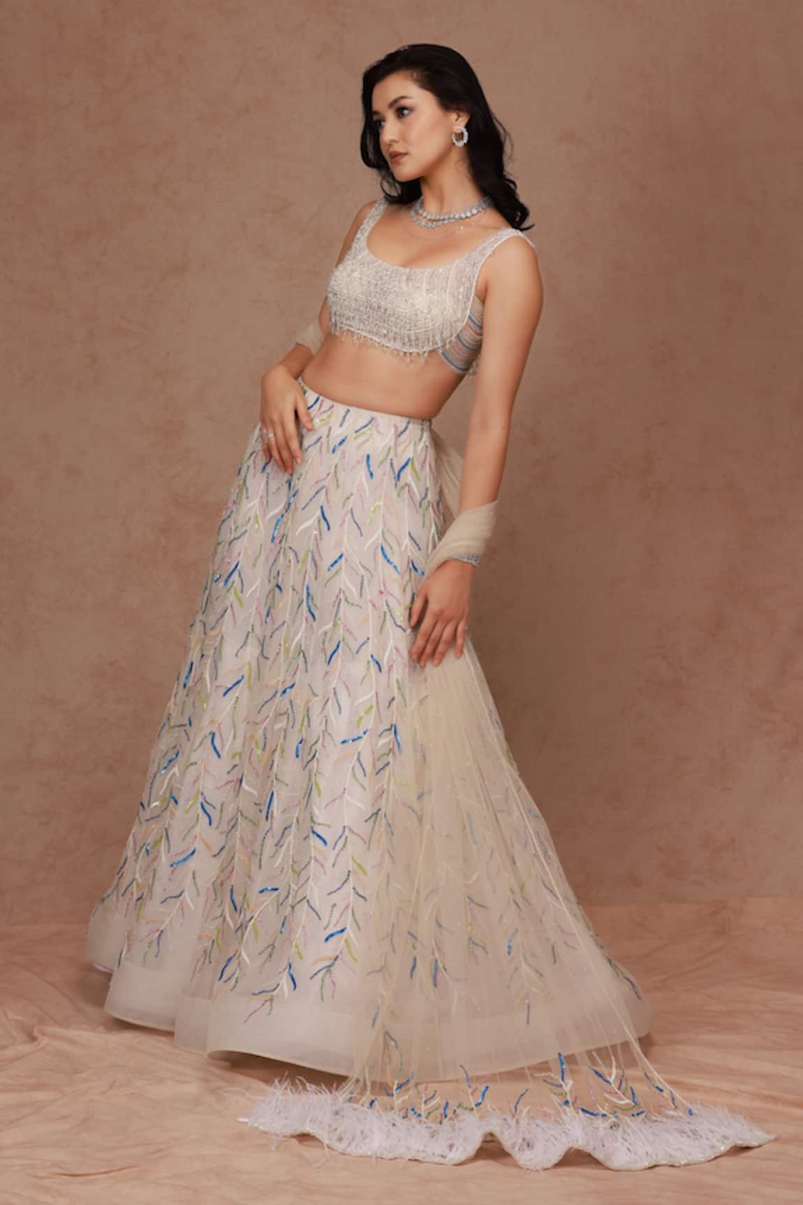 Shriya Som Sequin & Crystal Embellished Lehenga Set