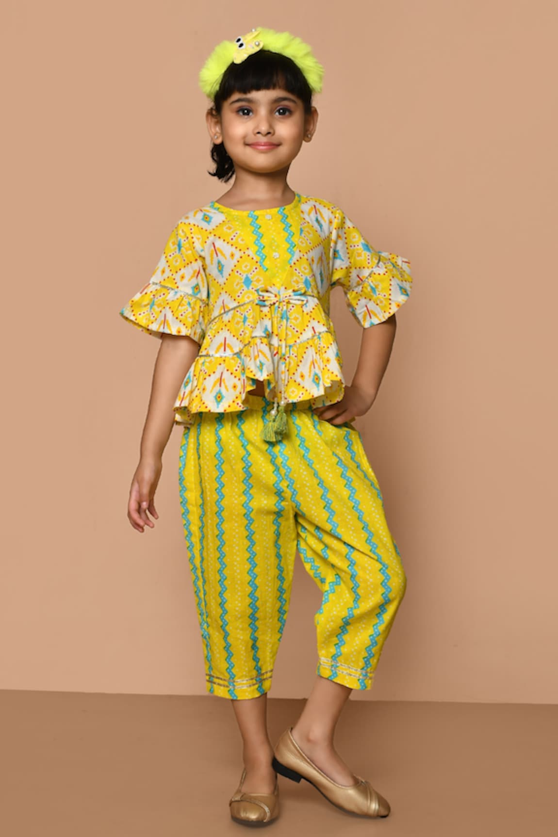 Pankhuri by Priyanka Printed Peplum Kurta & Pant Set