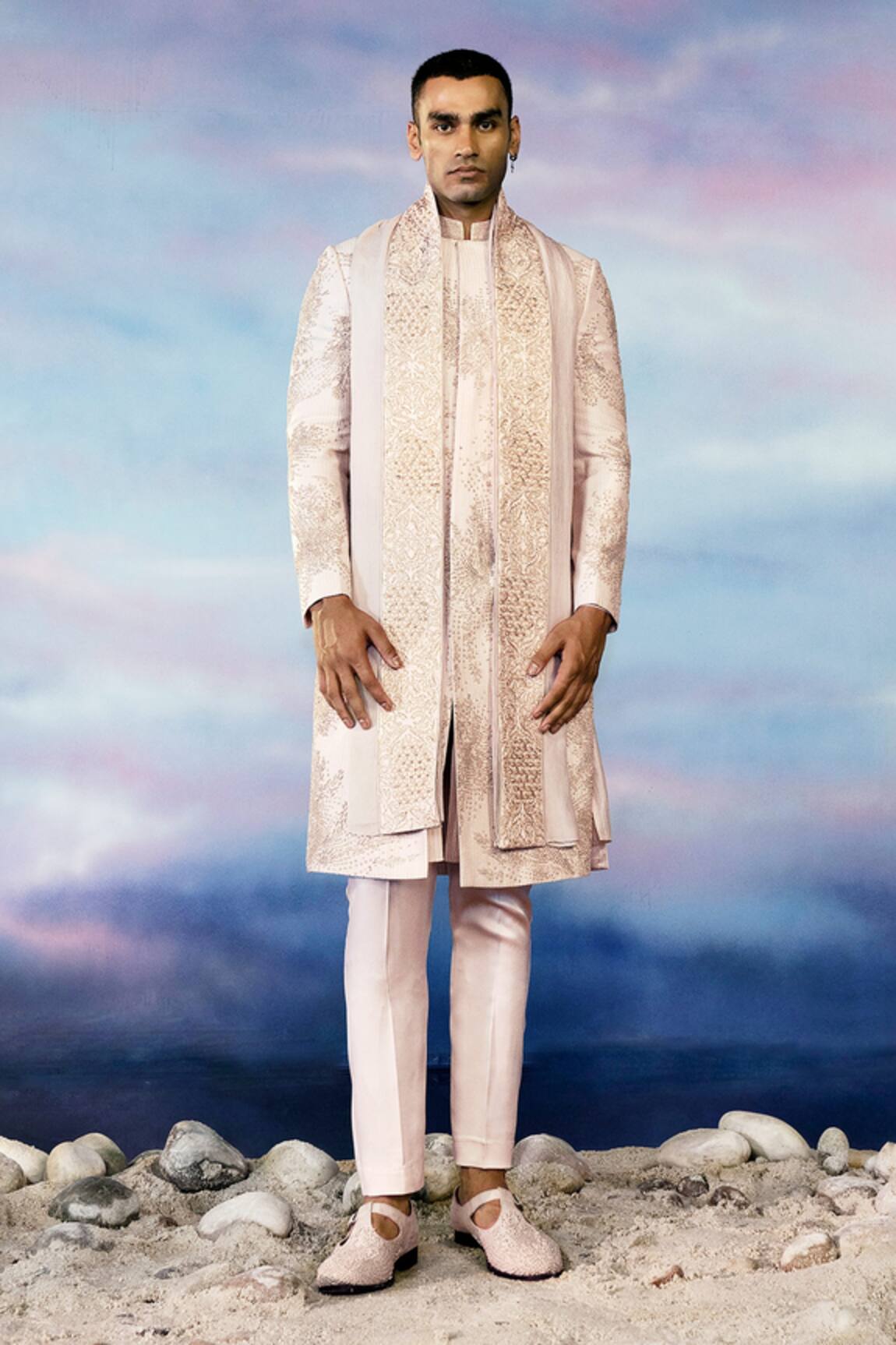 Rohit Gandhi + Rahul Khanna Cordelier Floral Embellished Sherwani Set