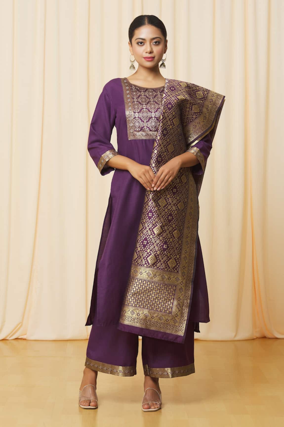 Khwaab by Sanjana Lakhani Straight Kurta Set With Woven Dupatta