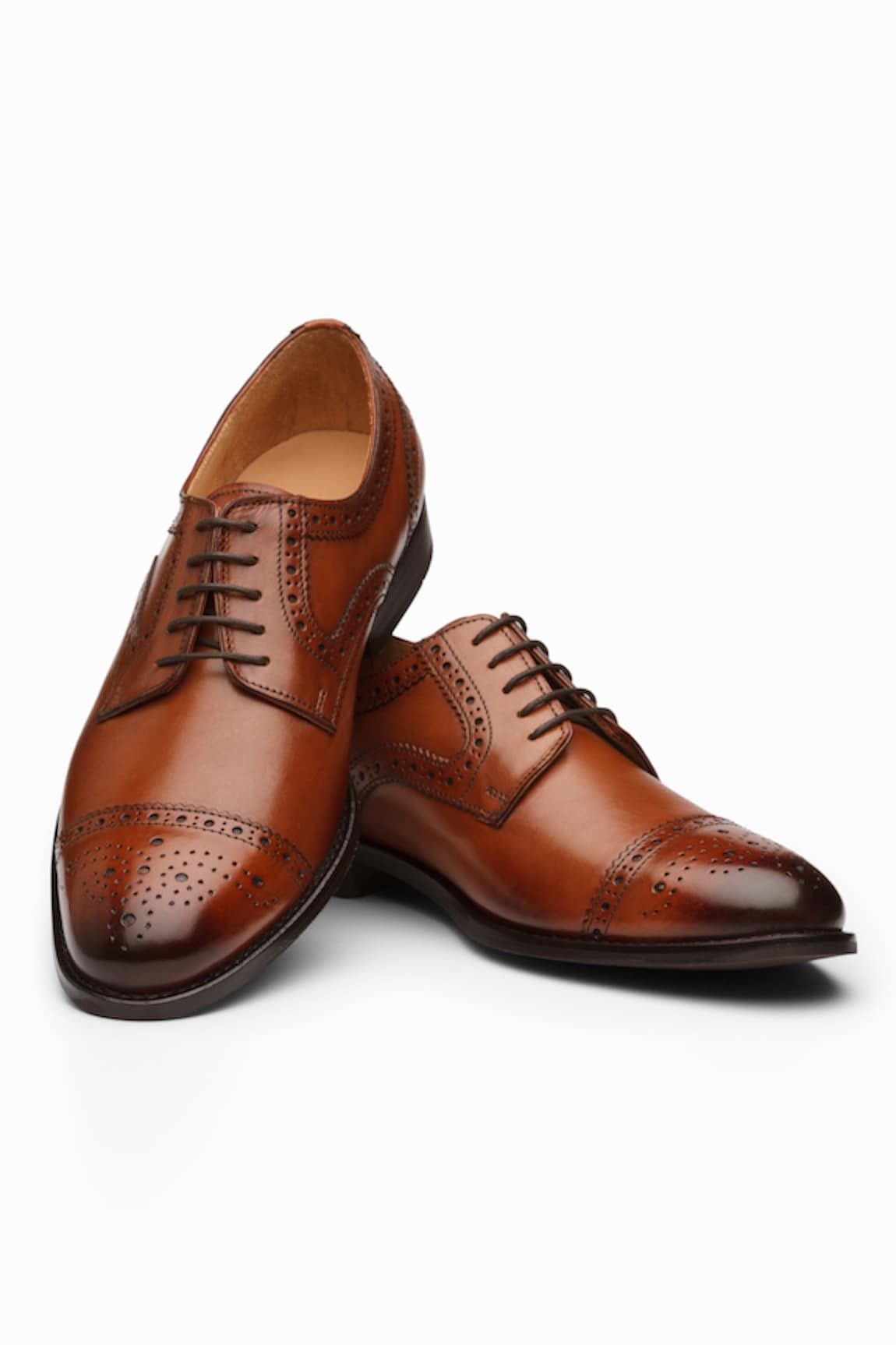 dapper Shoes Handcrafted Leather Brogue Derby Shoes