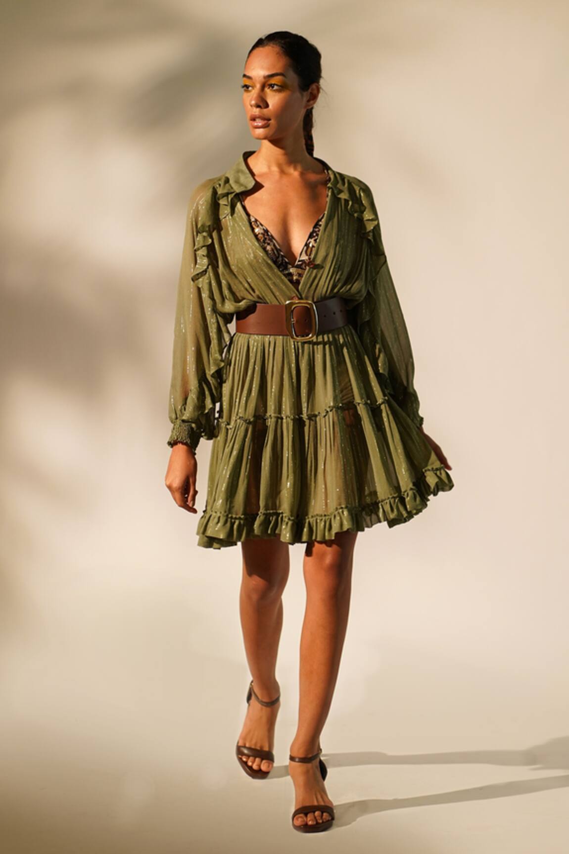 Nikita Mhaisalkar Puffed Sleeve Tiered Dress 