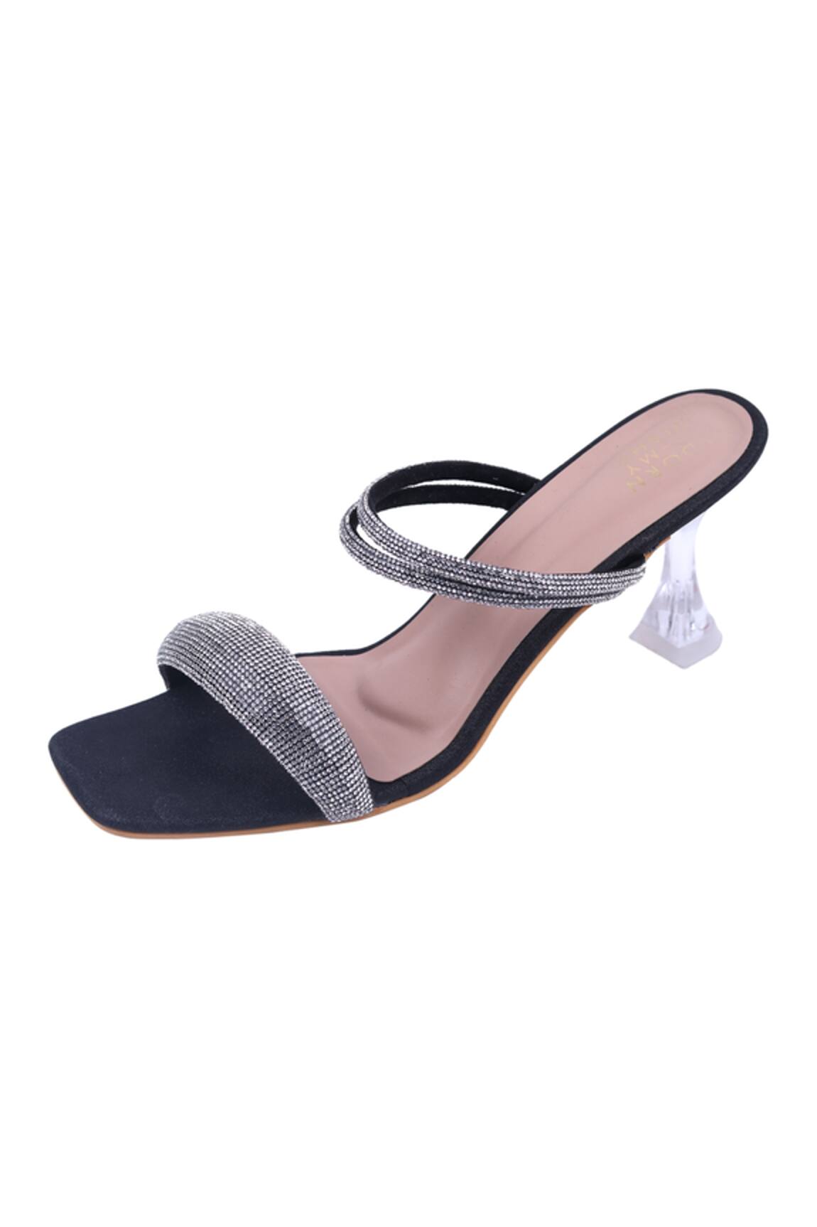 Adorn My Wish Strappy Glitter Spool Heels 