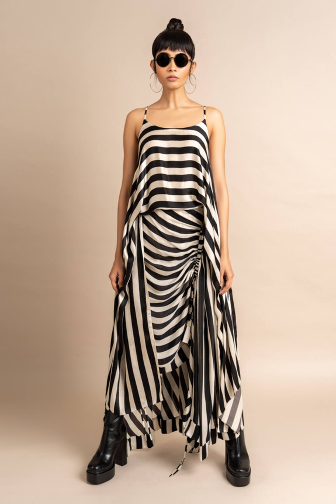 Nupur Kanoi Stripe Print Singlet Top & Skirt Set 