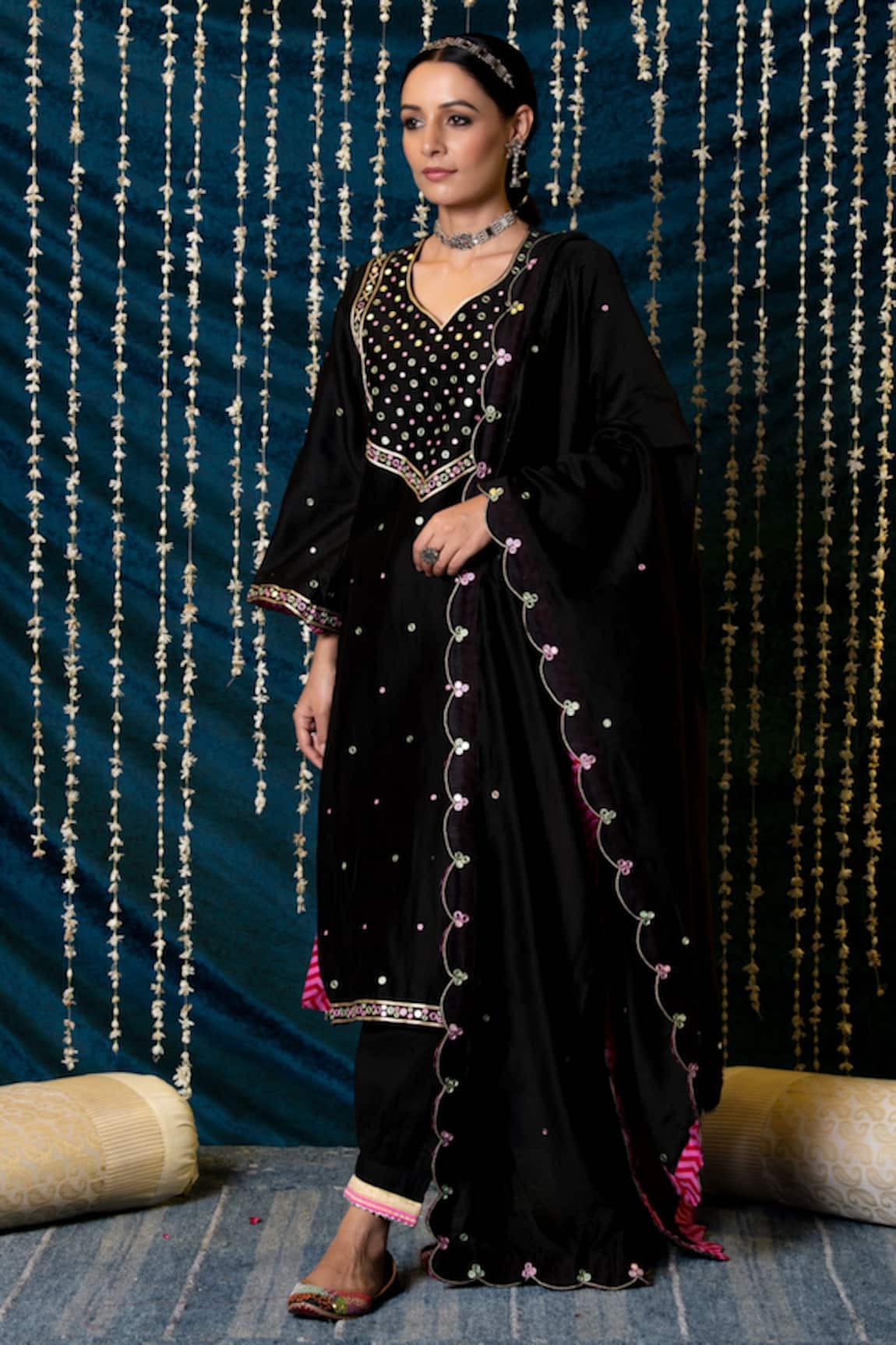 Maison Shefali Hunar Ragini Hand Embroidered Chanderi Silk Kurta Set