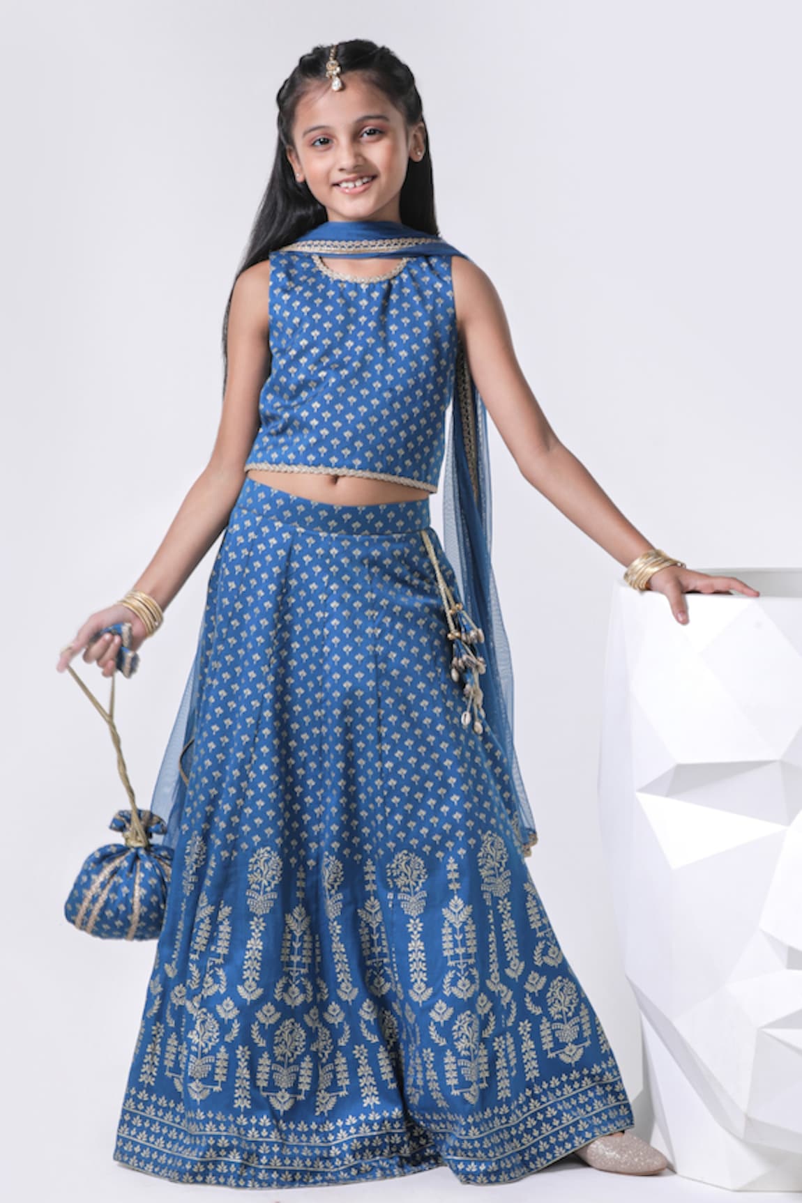 Free Sparrow Silk Chanderi Printed Lehenga Set