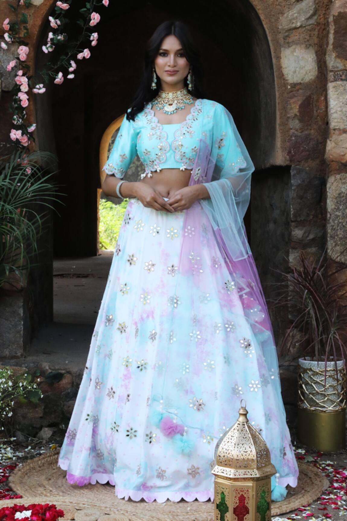 Nitisha Kashyap Official Mirror Embroidered Lehenga Set 