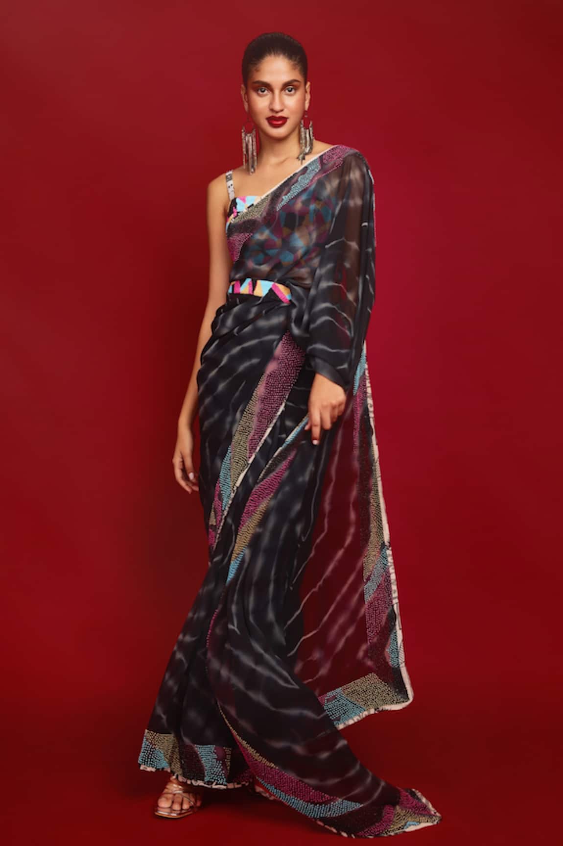 Nandita Thirani Tie Dye Pattern Saree With Bralette