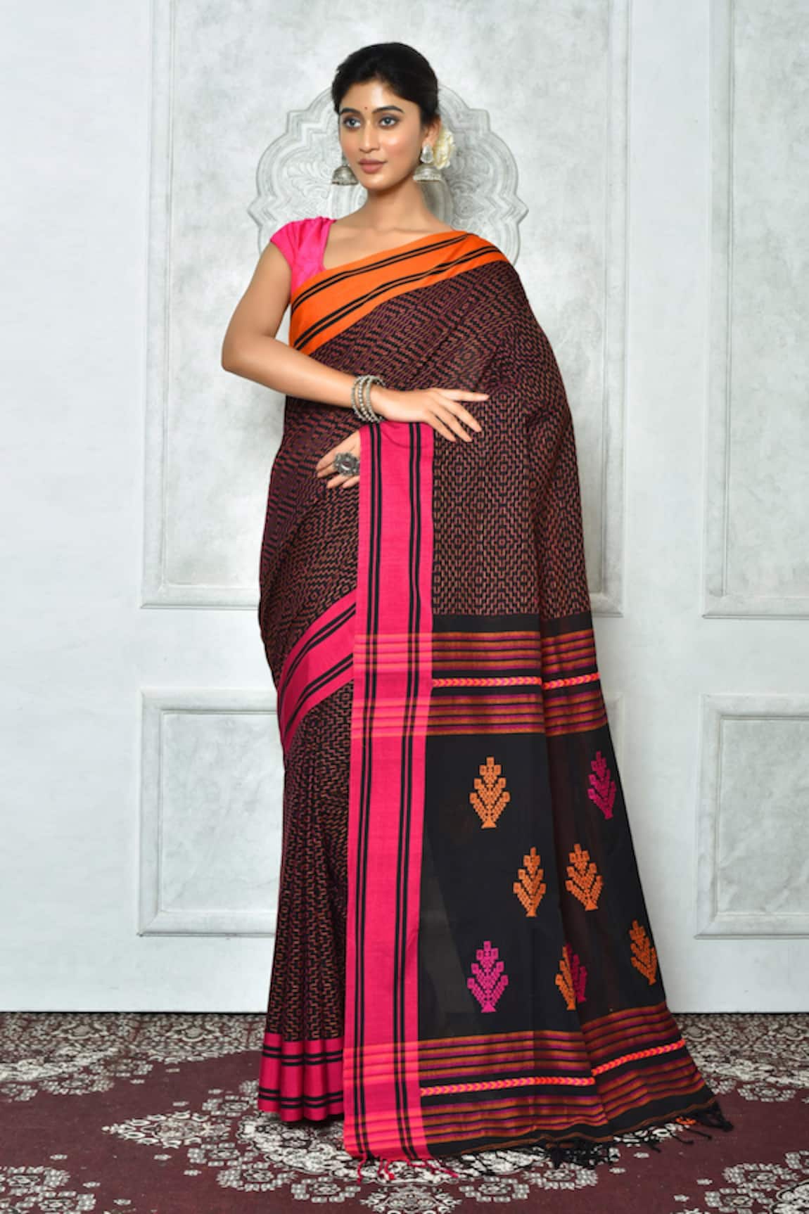 Samyukta Singhania Cotton Striped & Geometric Woven Saree
