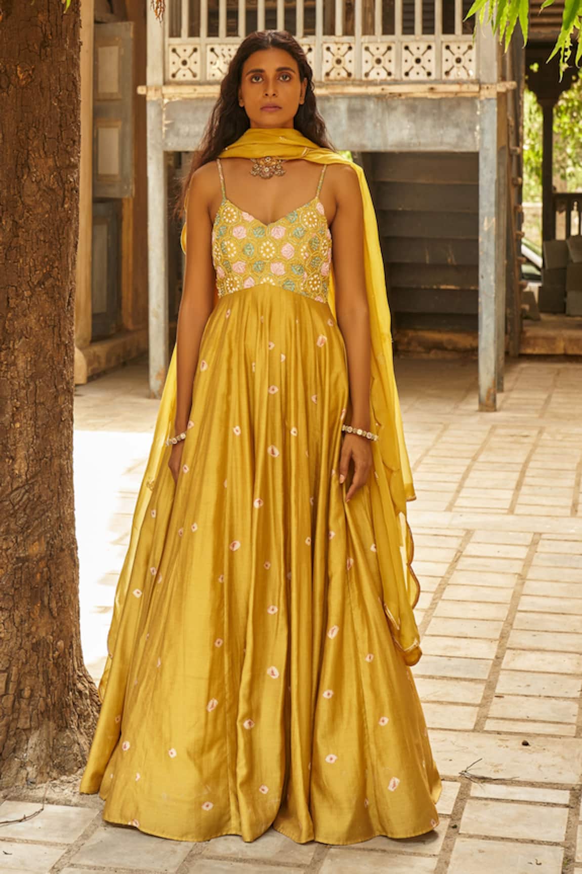 17:17 By Simmi Saboo Bandhani Print Anarkali With Dupatta