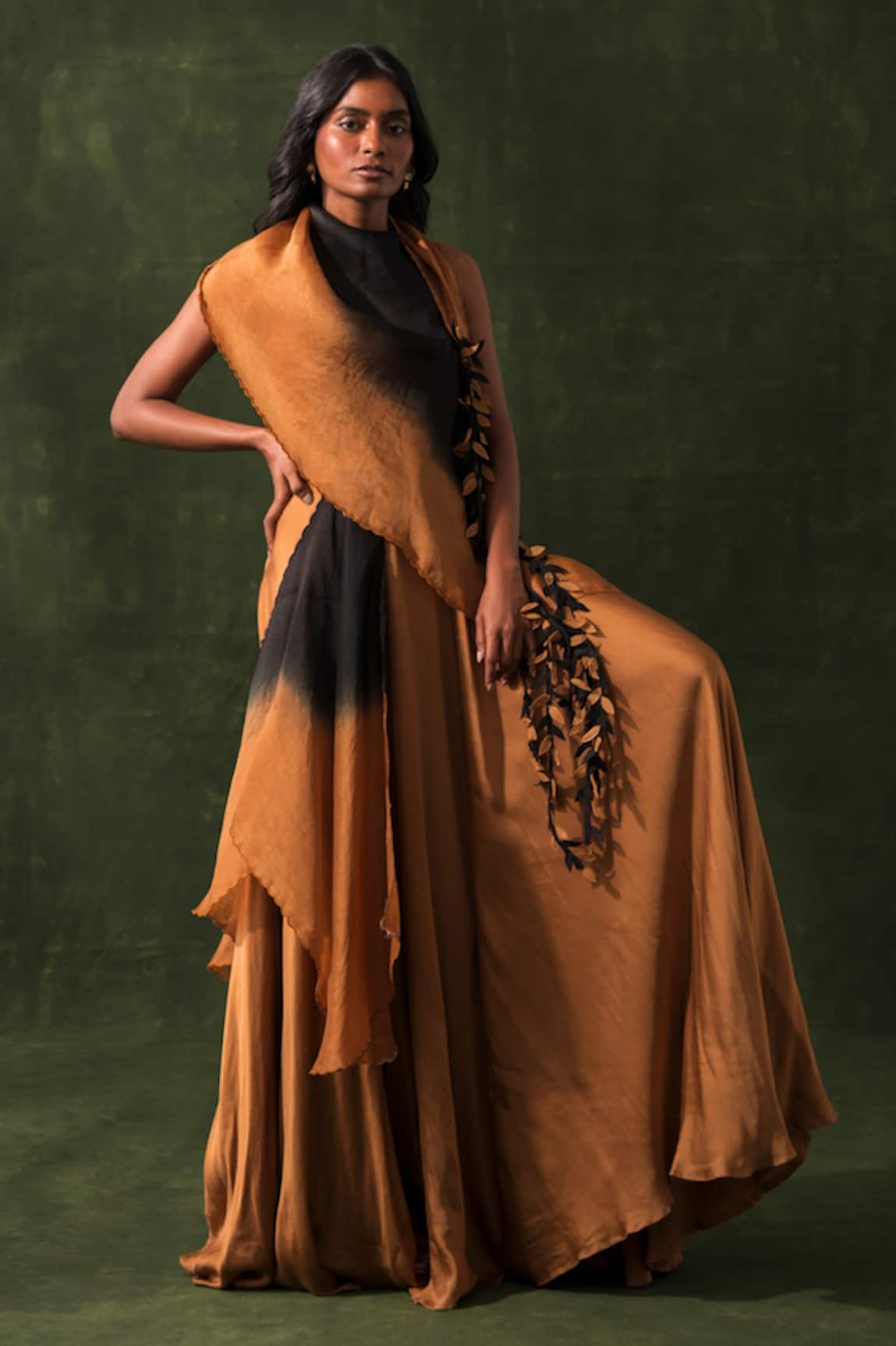 Richa Khemka Two Toned Leaves Ornamented Gown 