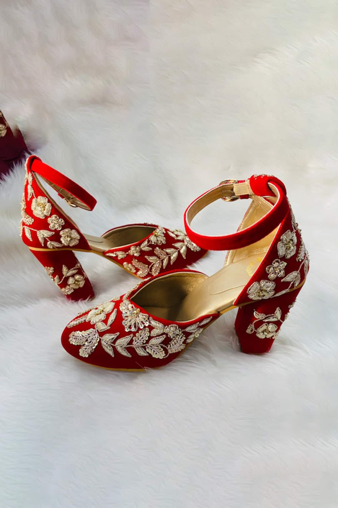 Rajasthani Stuff Mridvi Velvet Mule Block Heels