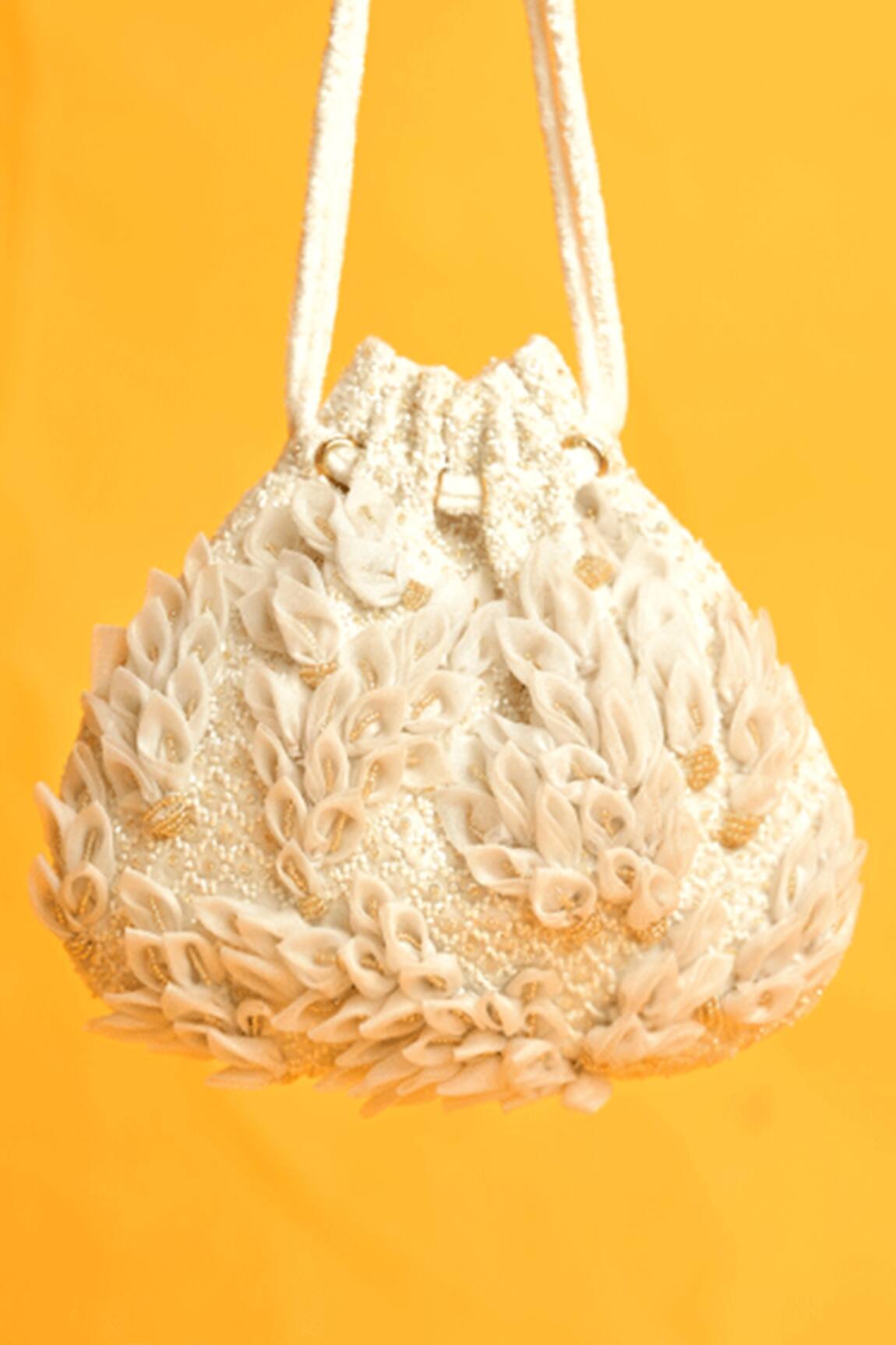 Ara Studio 3D Leaves Embellished Velvet Potli