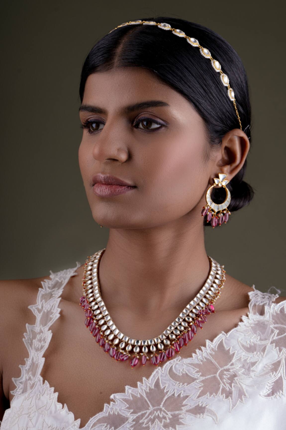 Osvag India Bead Drop Embellished Necklace Set 