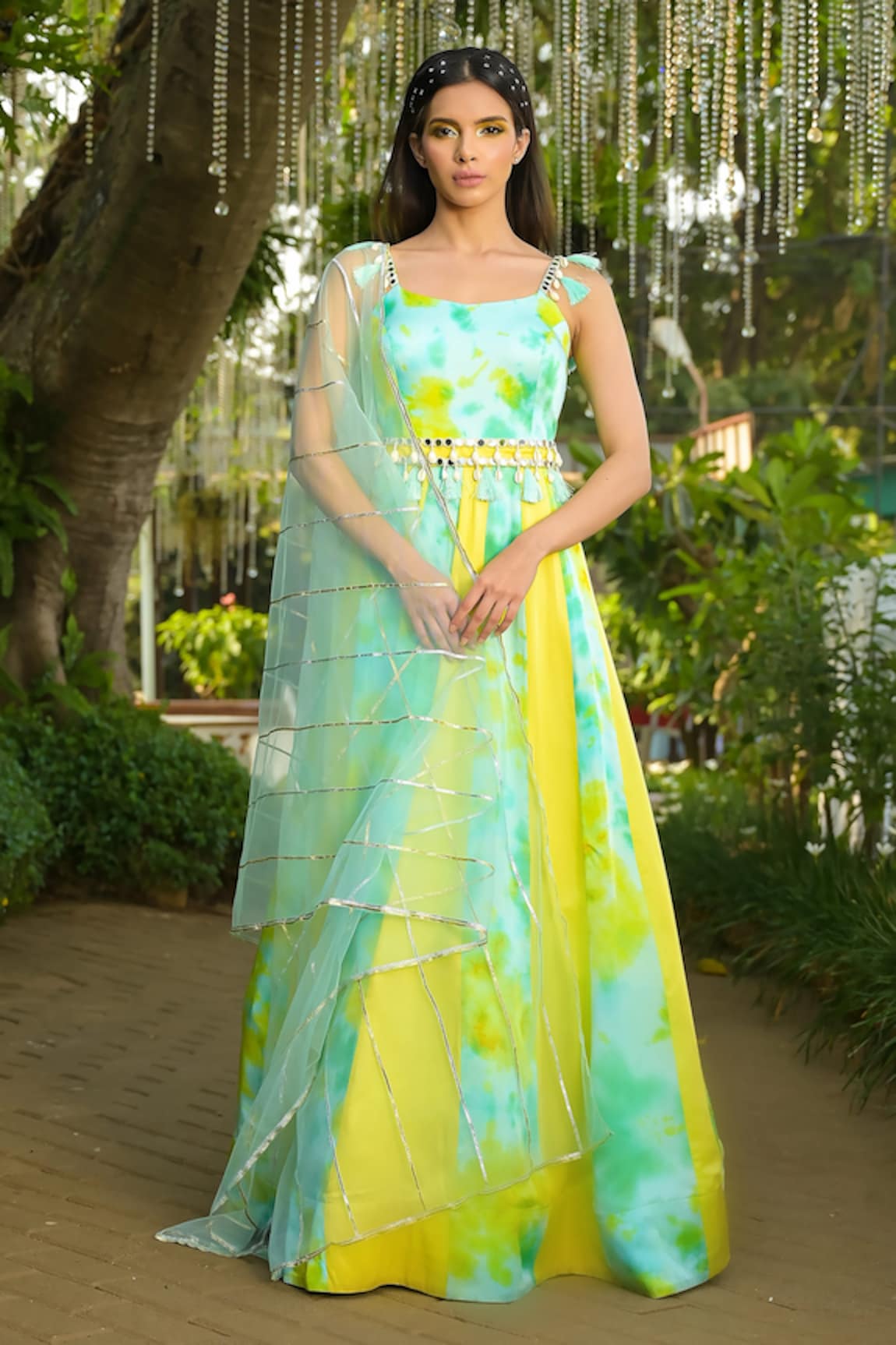 Disha Kahai Tie-Dye Pattern Anarkali With Dupatta