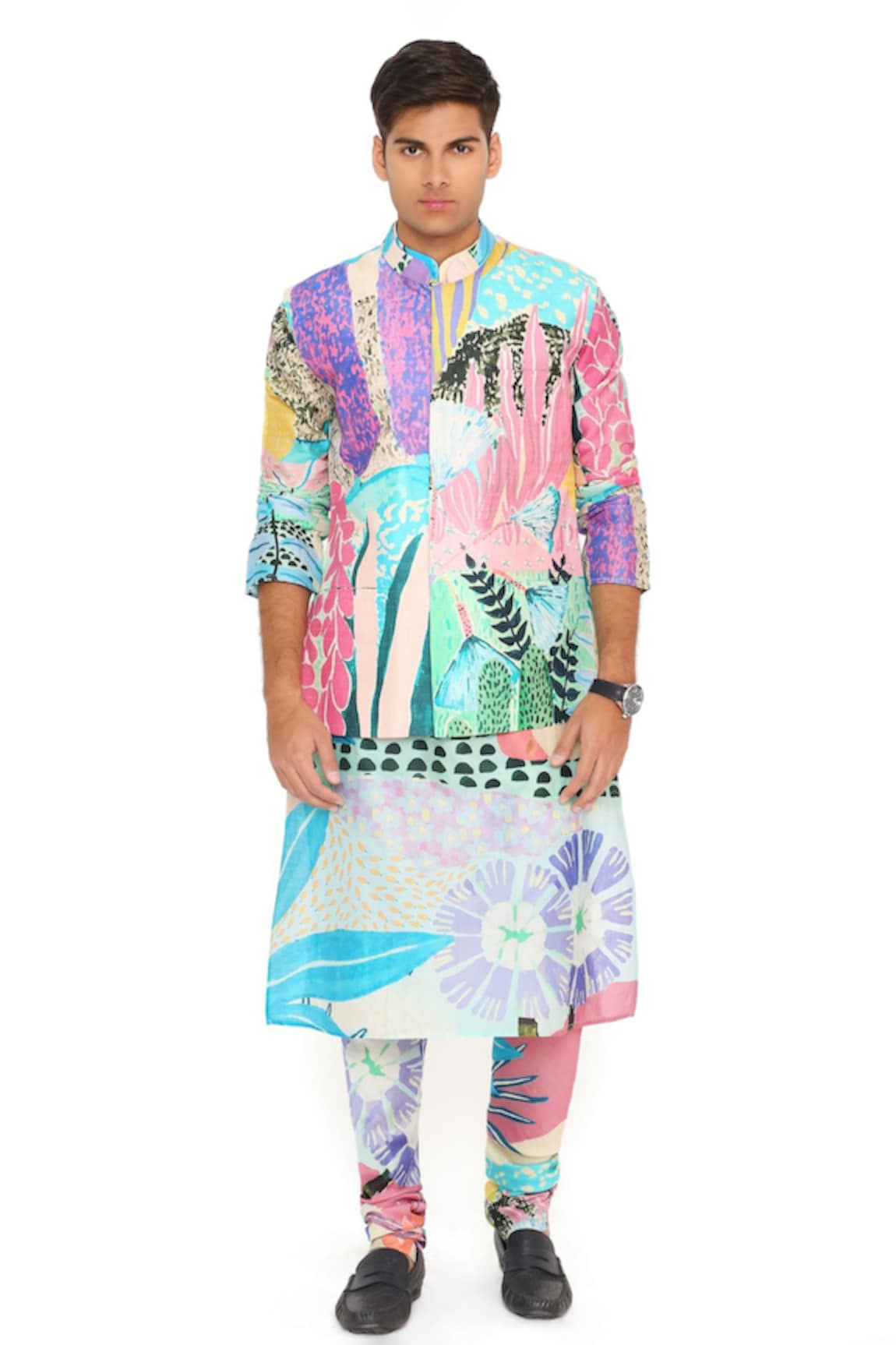 PS Men by Payal Singhal Printed Bundi Kurta Set