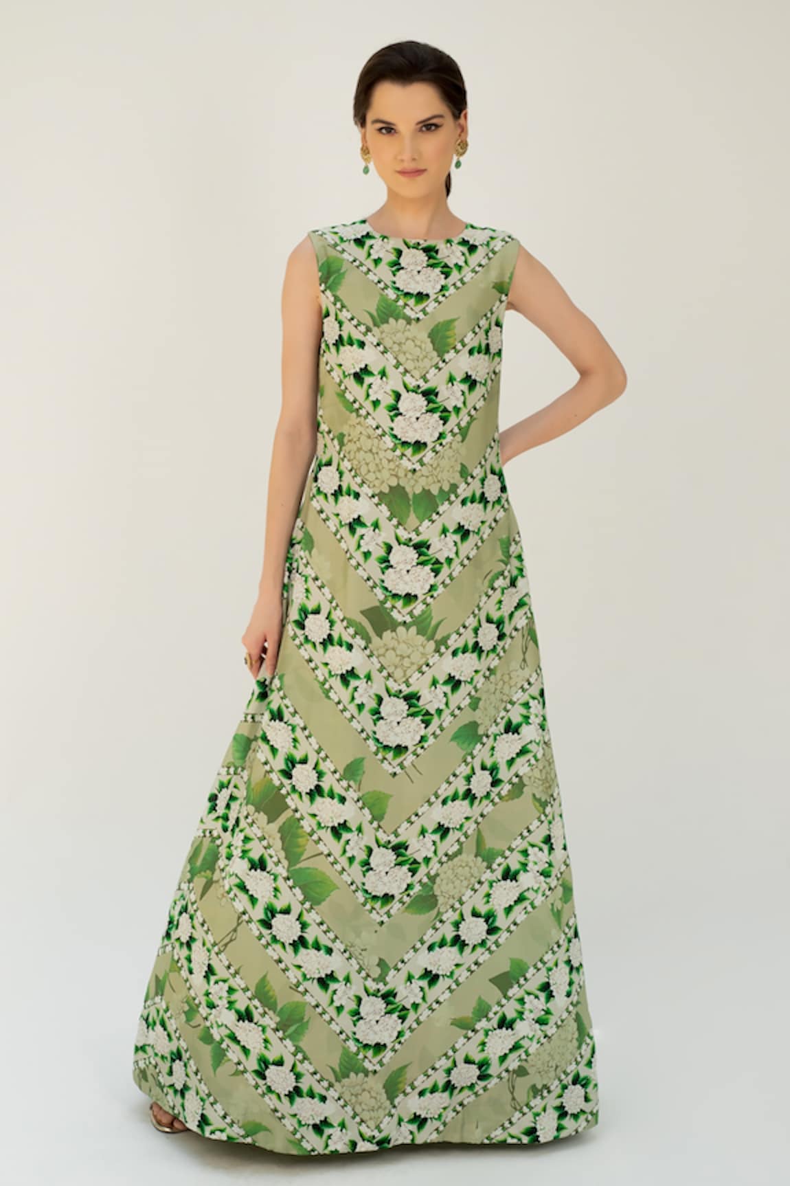 SANAM Chevron Floral Pattern Gown