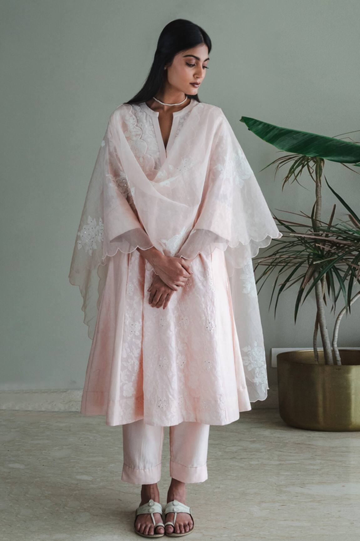 Shorshe Clothing Organza Hand Block Printed Stole 