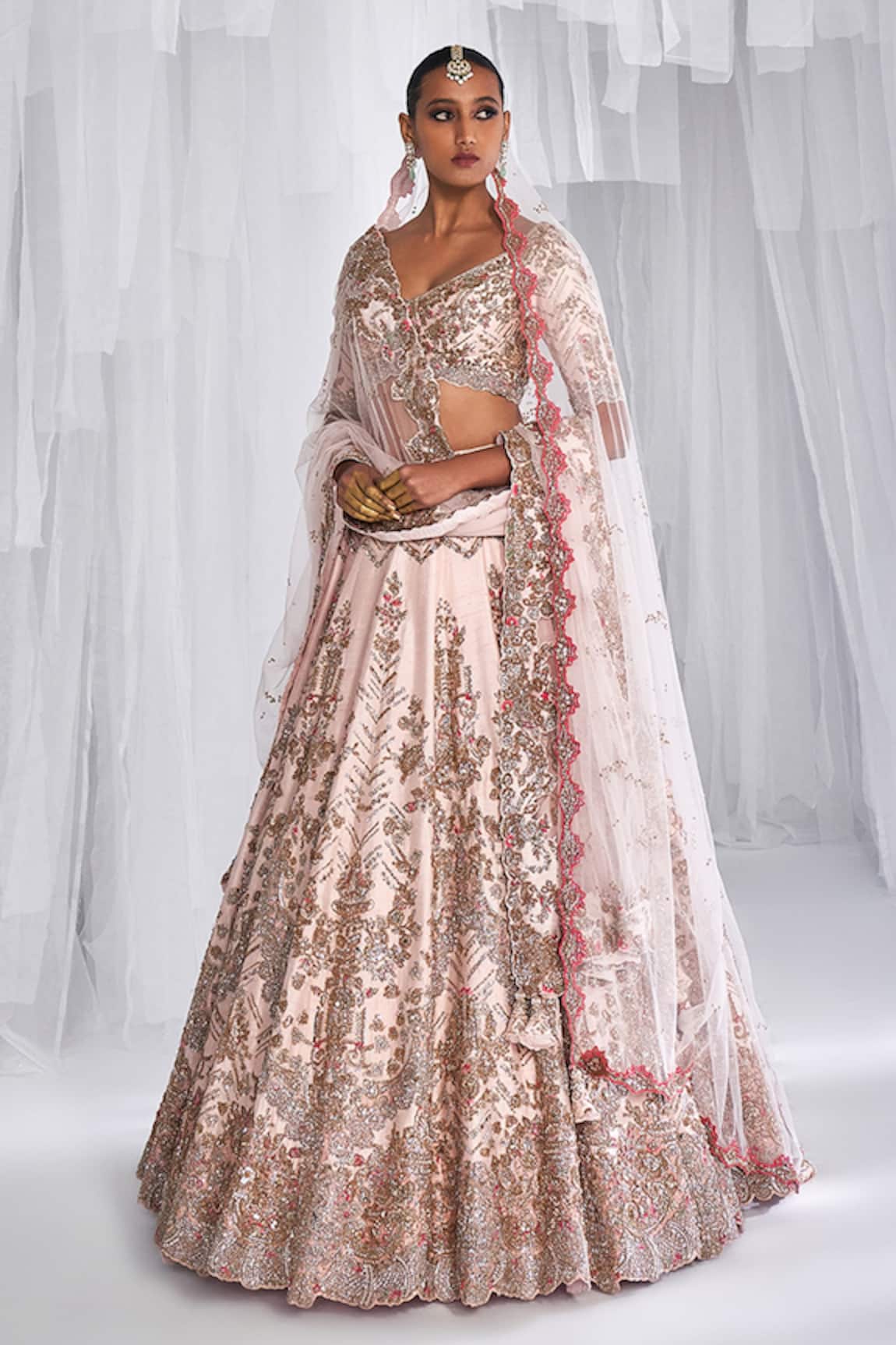Dolly J Raisa Raw Silk Embroidered Bridal Lehenga Set