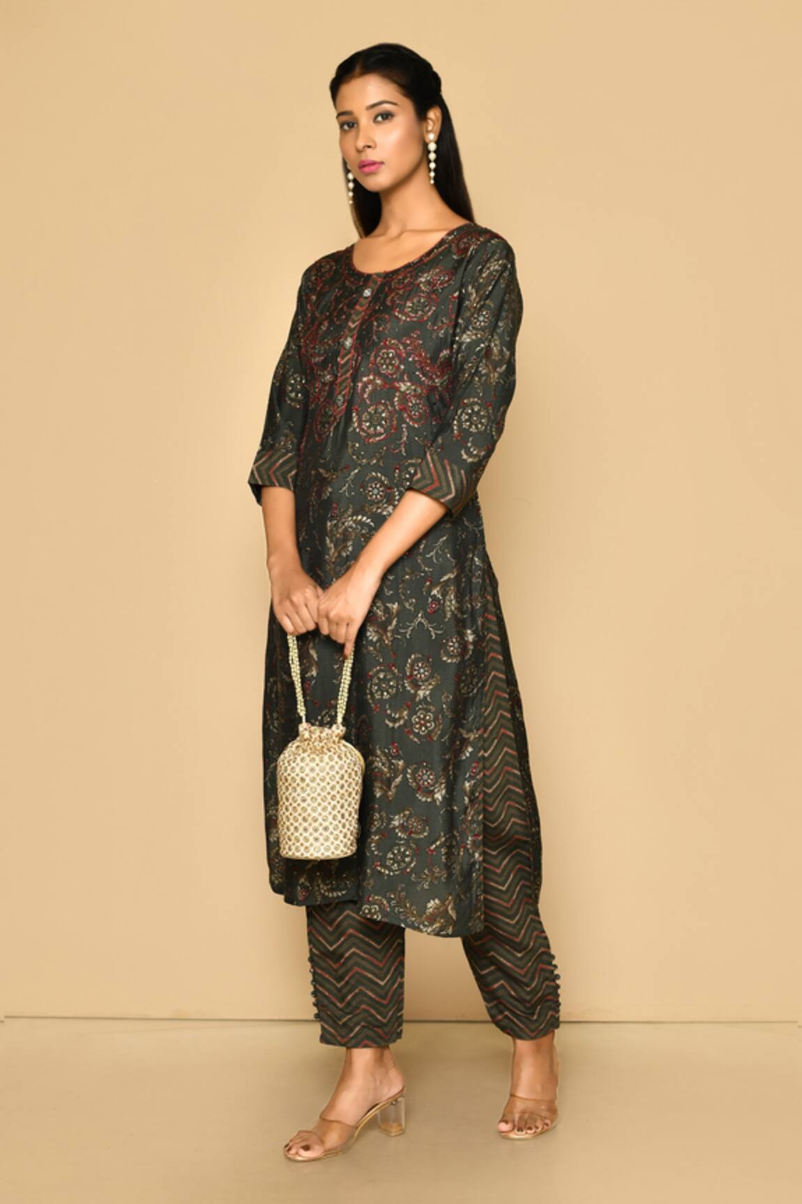 Naintara Bajaj Kantha Embroidered Kurta & Pant Set