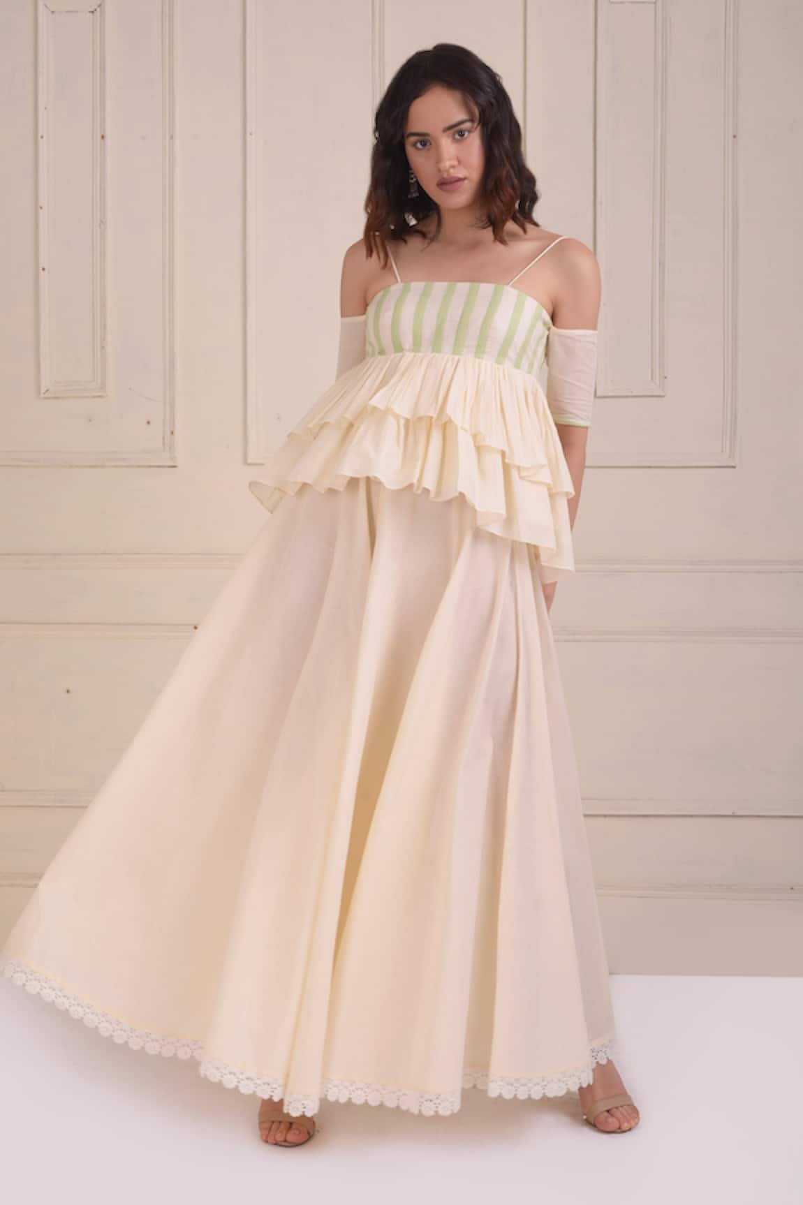 Shwetanga Organic Cotton Tiered Top & Sharara Set 