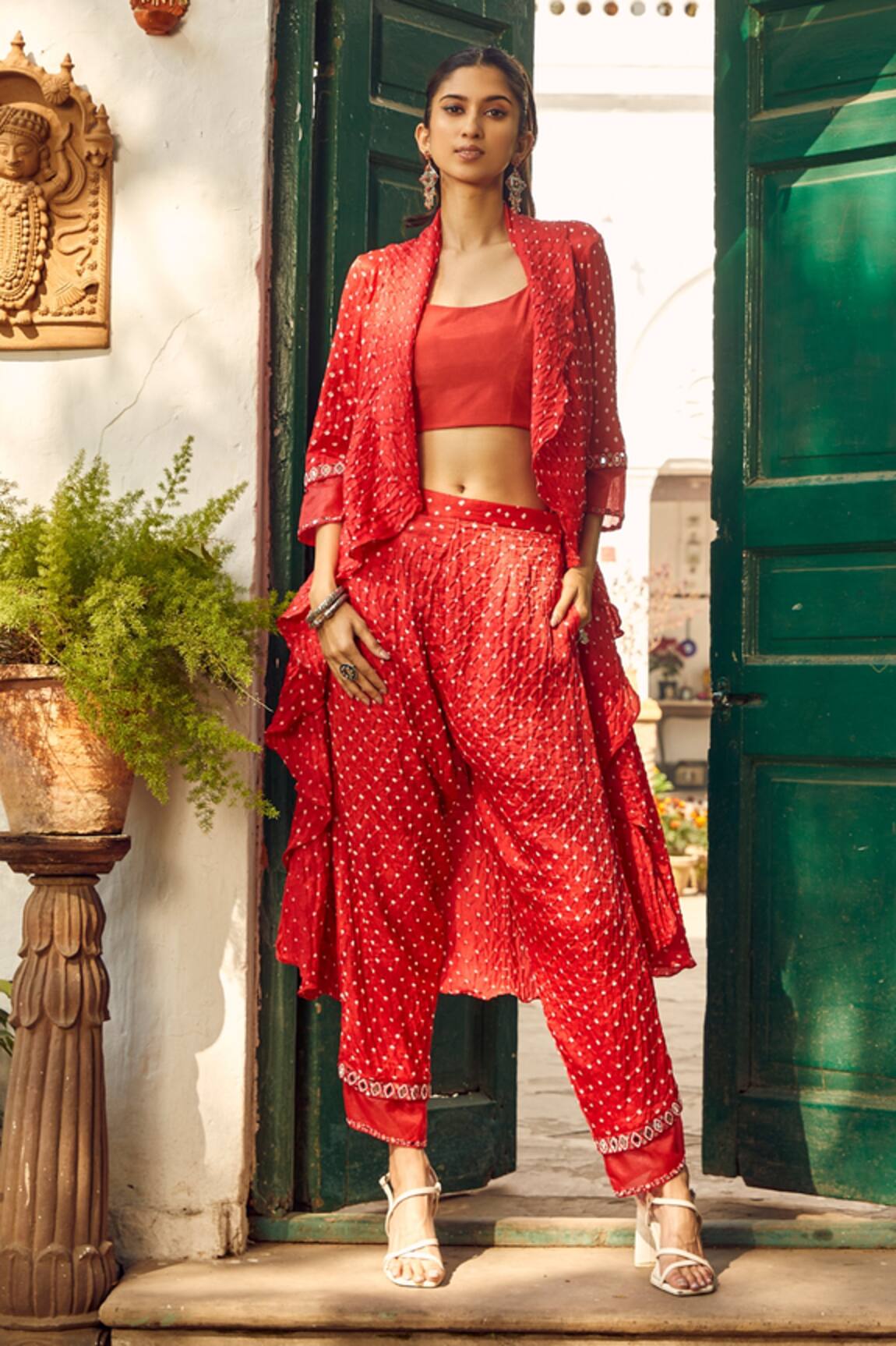 Twenty Nine Bandhani Pattern Overlay Jacket