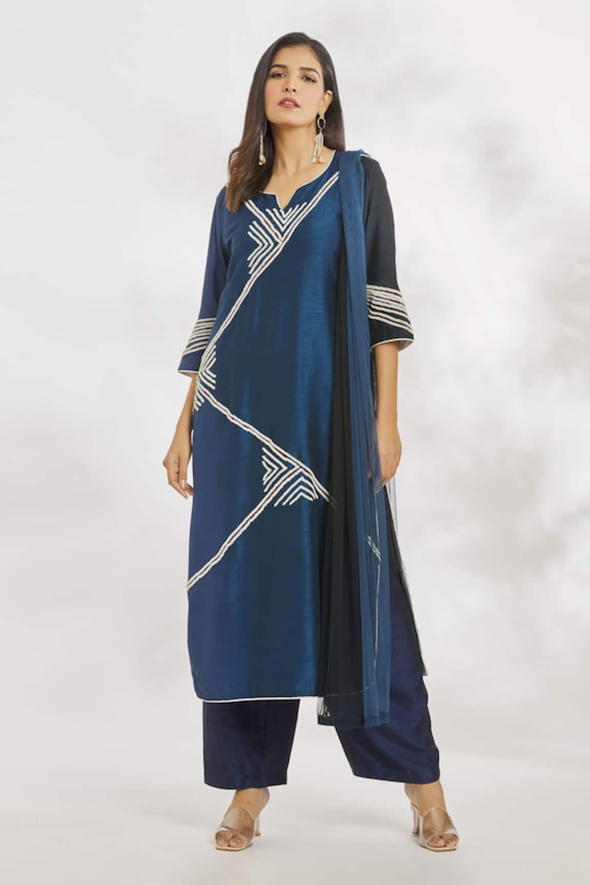 Paksh Hand Embroidered Silk Ombre Kurta Set